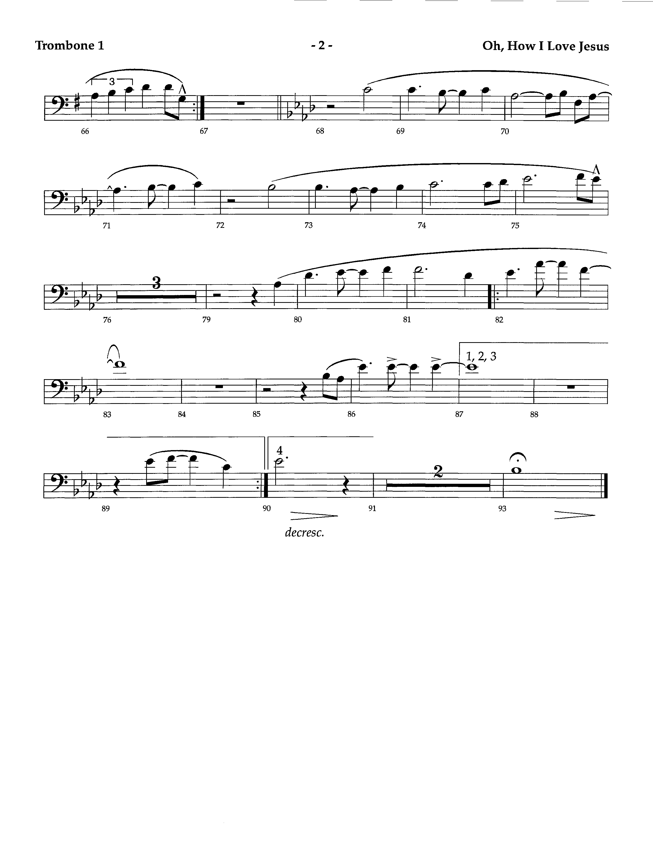 Oh How I Love Jesus (Instrumental) Trombone 1 (Lifeway Worship / Arr. Richard Kingsmore)