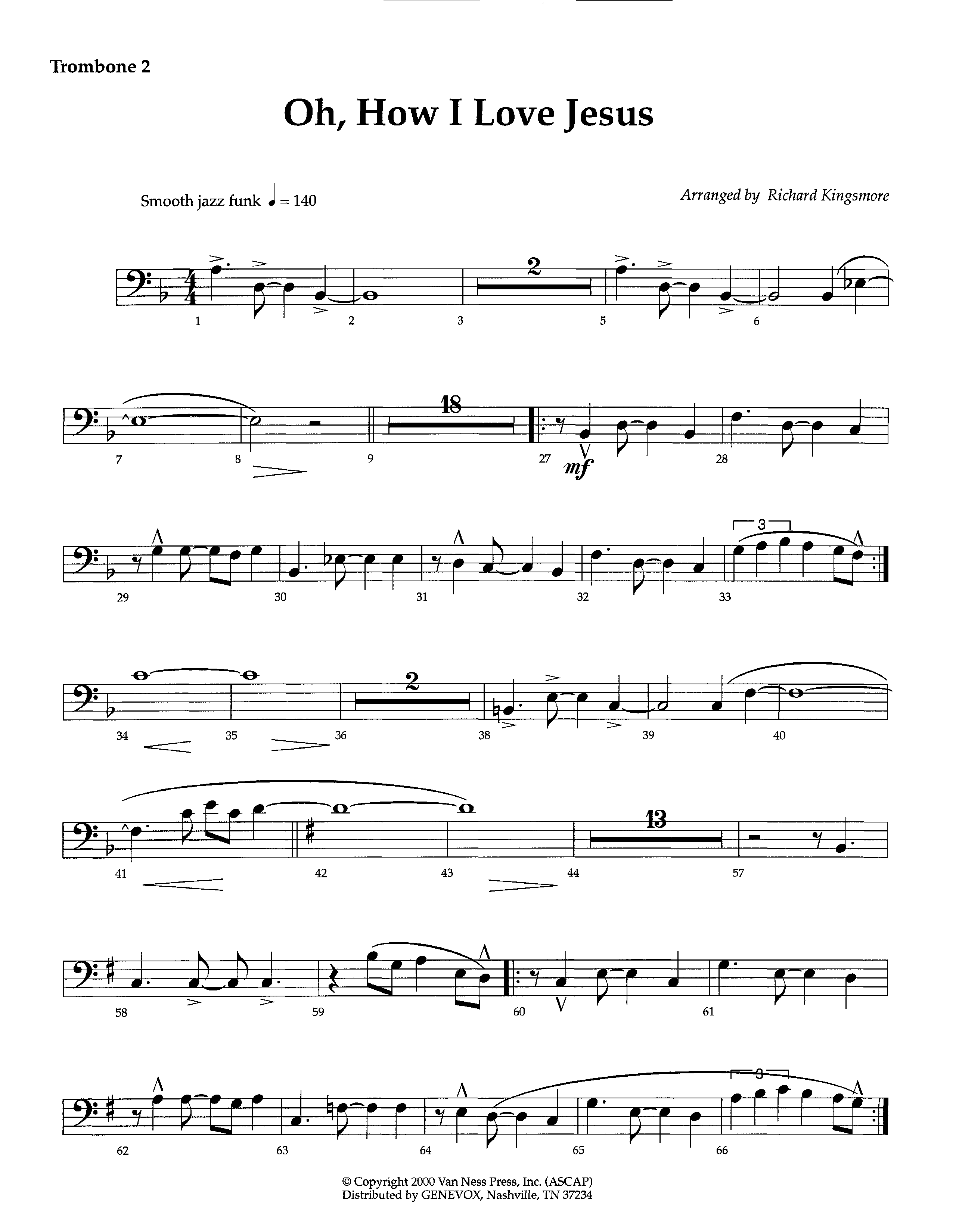 Oh How I Love Jesus (Instrumental) Trombone 2 (Lifeway Worship / Arr. Richard Kingsmore)