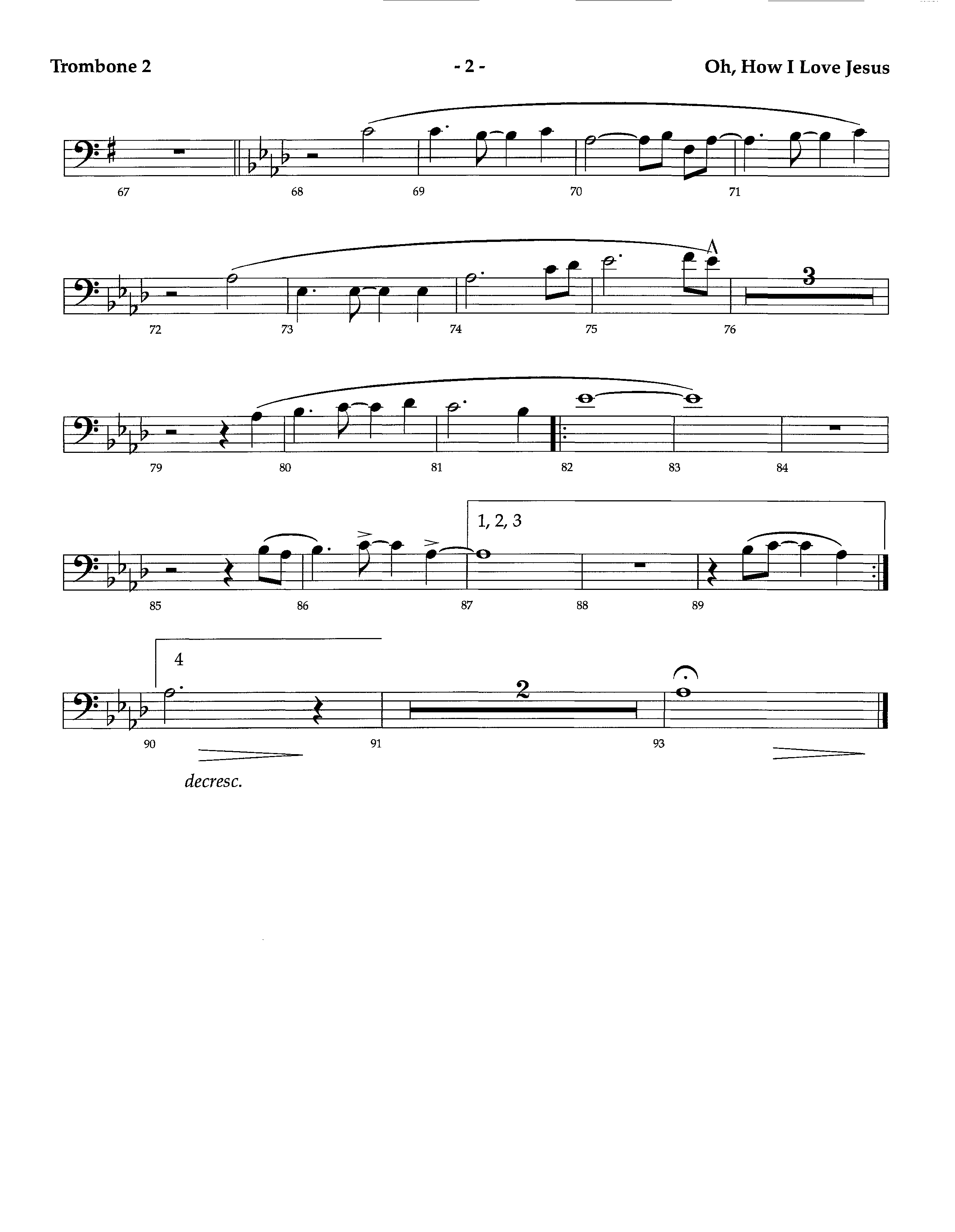 Oh How I Love Jesus (Instrumental) Trombone 2 (Lifeway Worship / Arr. Richard Kingsmore)
