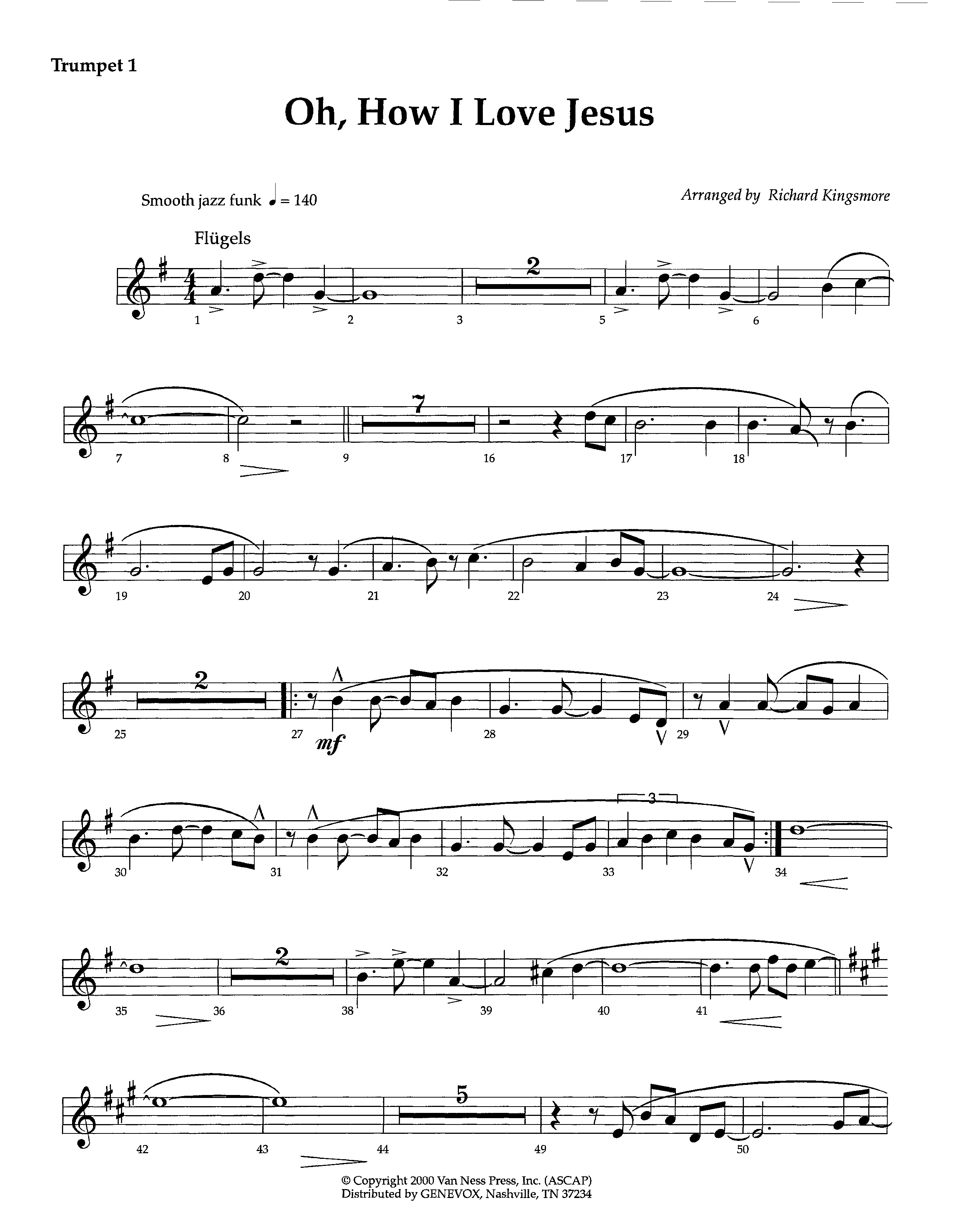 Oh How I Love Jesus (Instrumental) Trumpet 1 (Lifeway Worship / Arr. Richard Kingsmore)