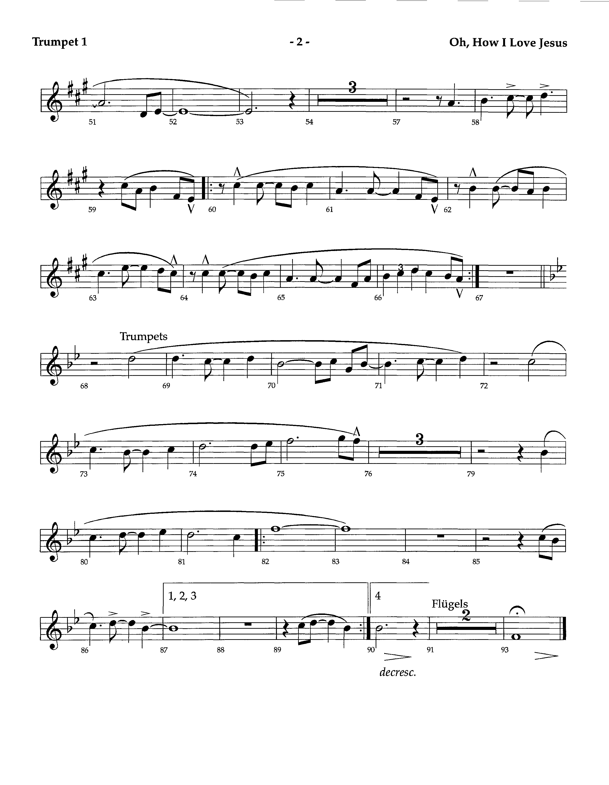 Oh How I Love Jesus (Instrumental) Trumpet 1 (Lifeway Worship / Arr. Richard Kingsmore)