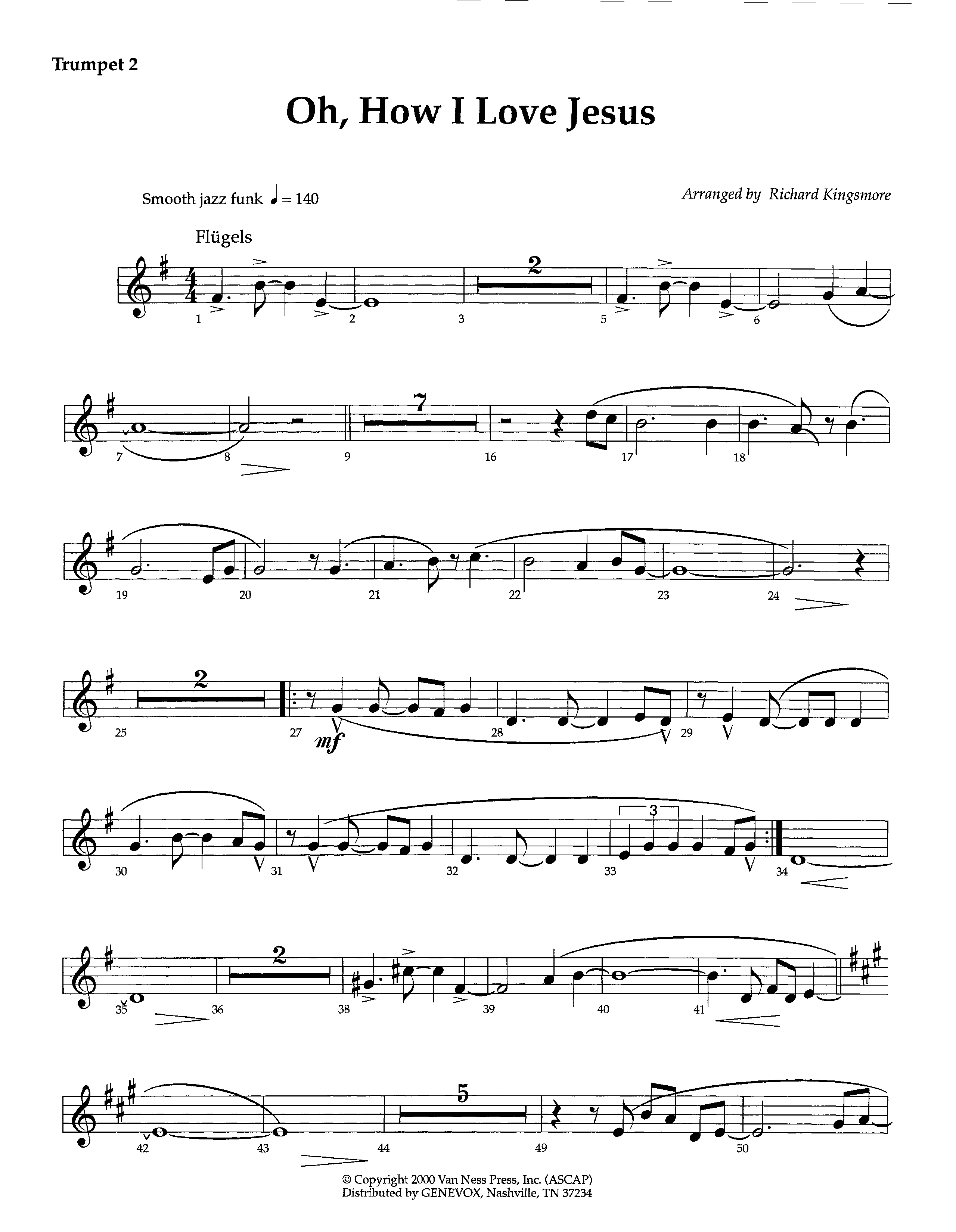 Oh How I Love Jesus (Instrumental) Trumpet 2 (Lifeway Worship / Arr. Richard Kingsmore)