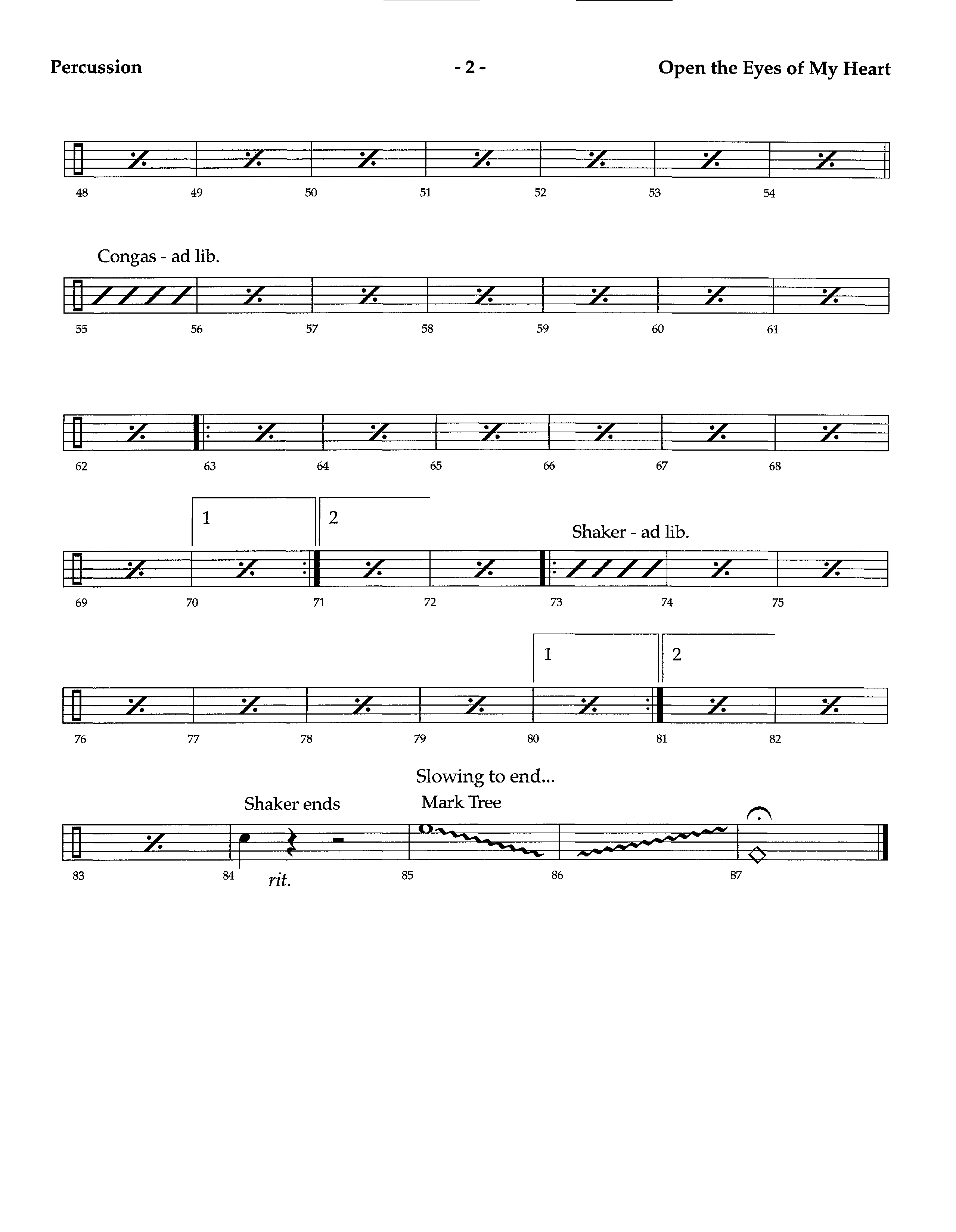 Open The Eyes Of My Heart (Instrumental) Percussion (Lifeway Worship / Arr. Richard Kingsmore)