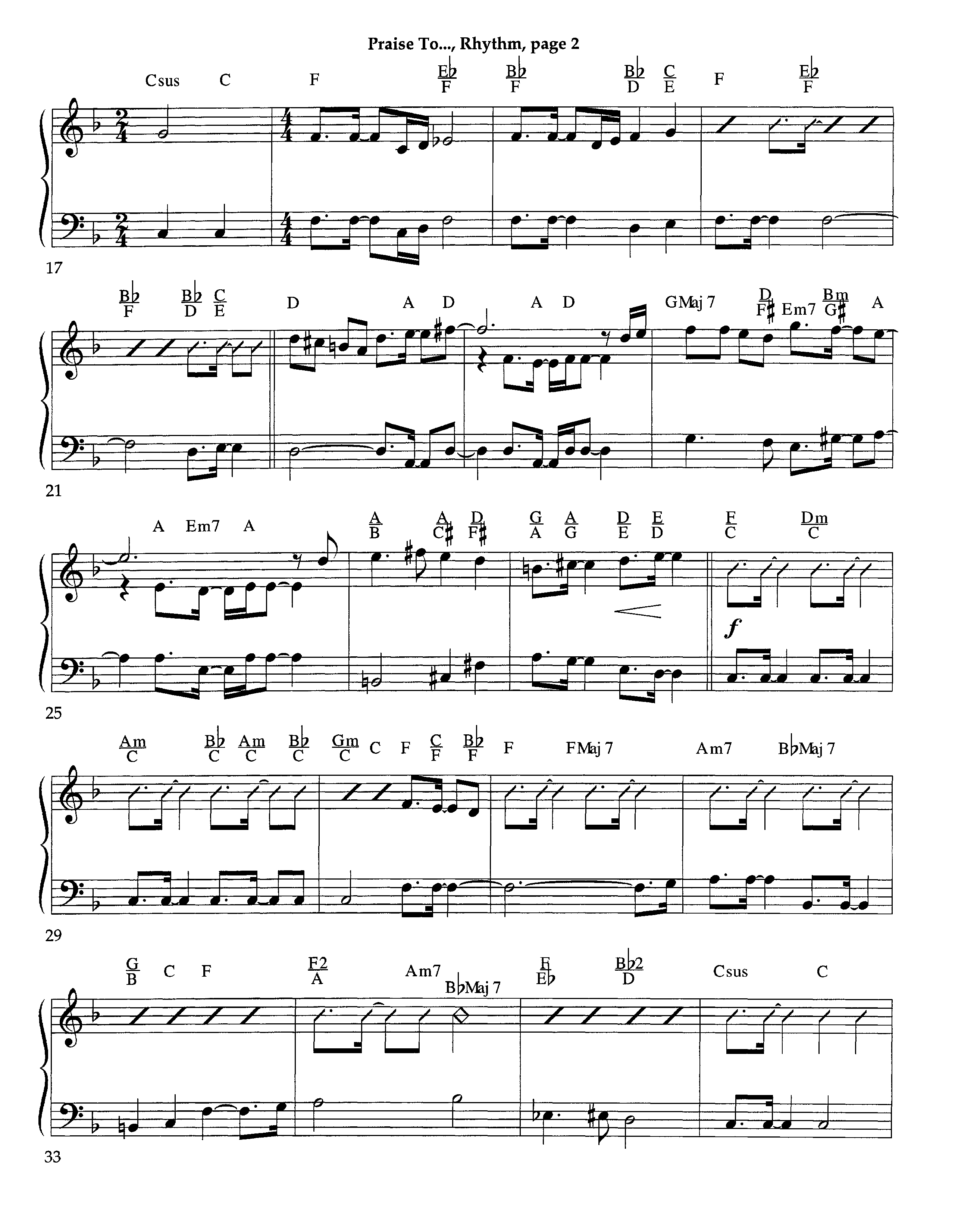 Praise To The Lord (Instrumental) Rhythm Chart (Arr. Richard Kingsmore / Lifeway Worship)