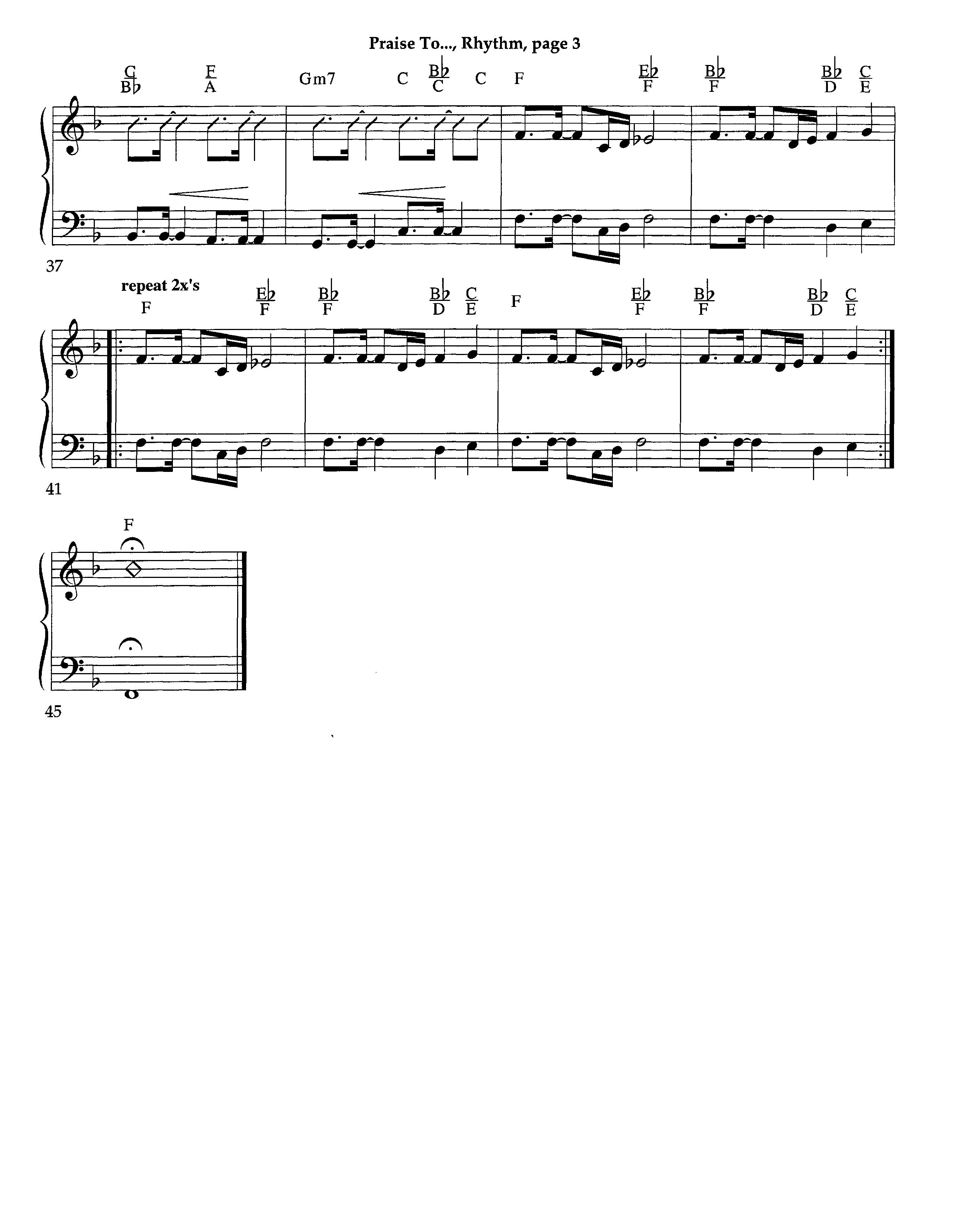 Praise To The Lord (Instrumental) Rhythm Chart (Arr. Richard Kingsmore / Lifeway Worship)