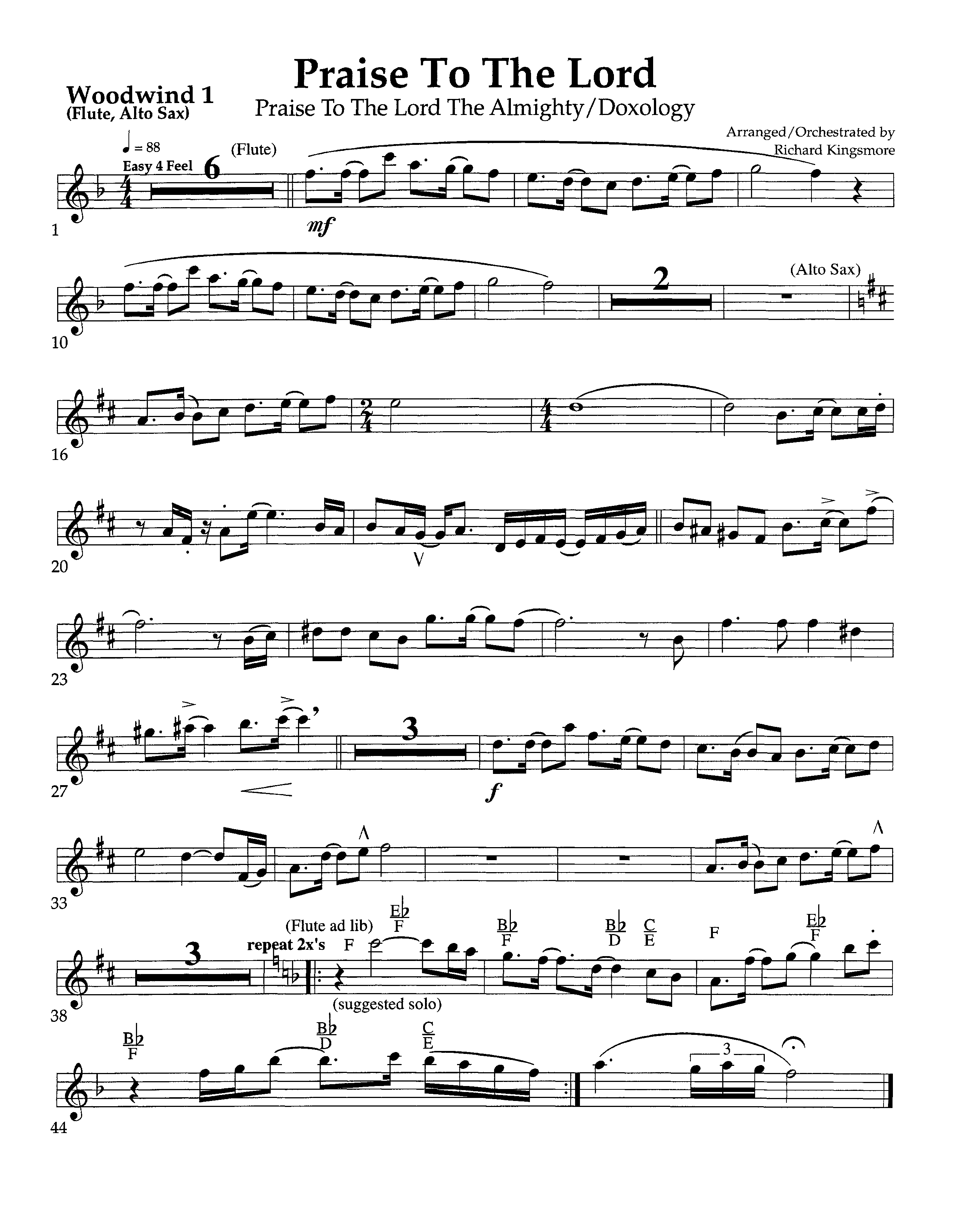 Praise To The Lord (Instrumental) Winds (Arr. Richard Kingsmore / Lifeway Worship)