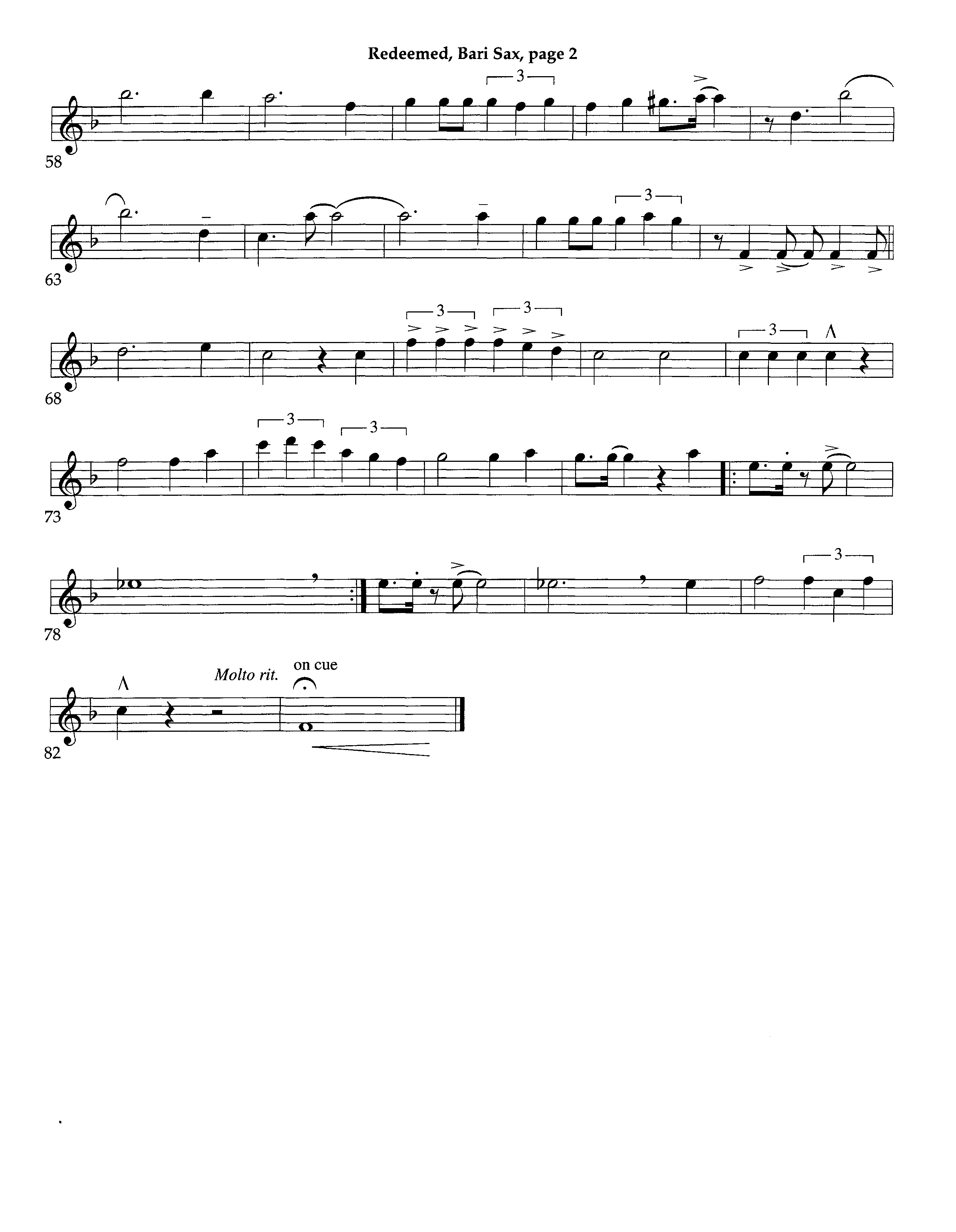 Redeemed (Instrumental) Bari Sax (Lifeway Worship / Arr. Richard Kingsmore)