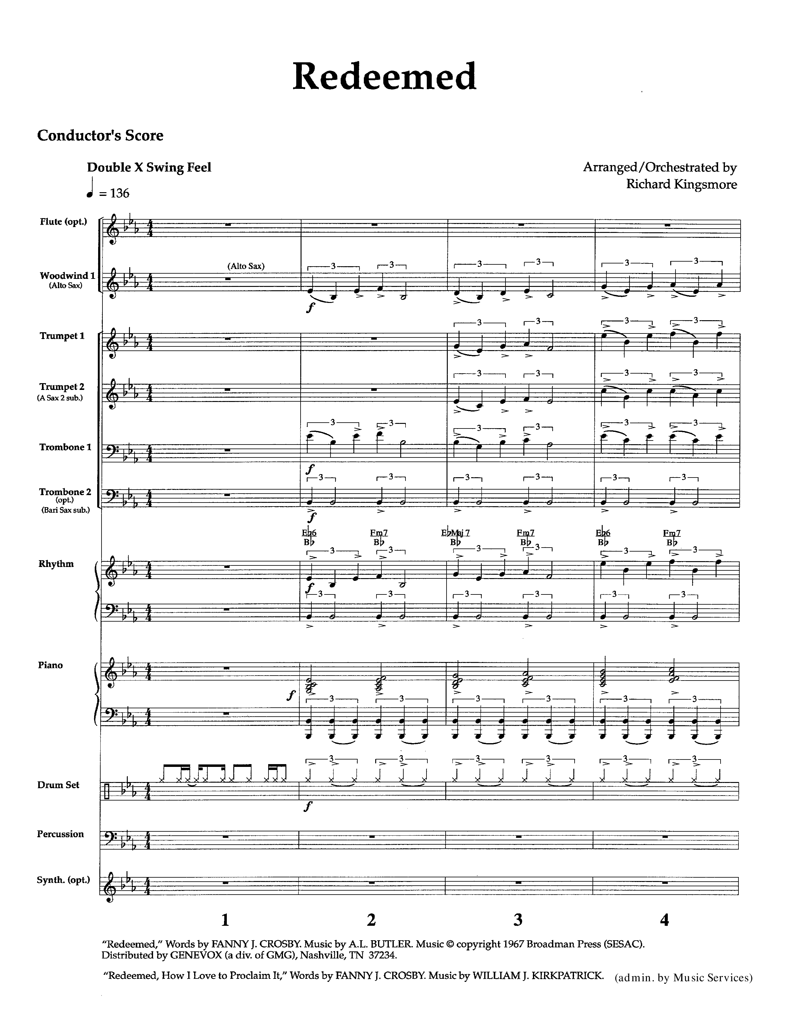 Redeemed (Instrumental) Conductor's Score (Lifeway Worship / Arr. Richard Kingsmore)