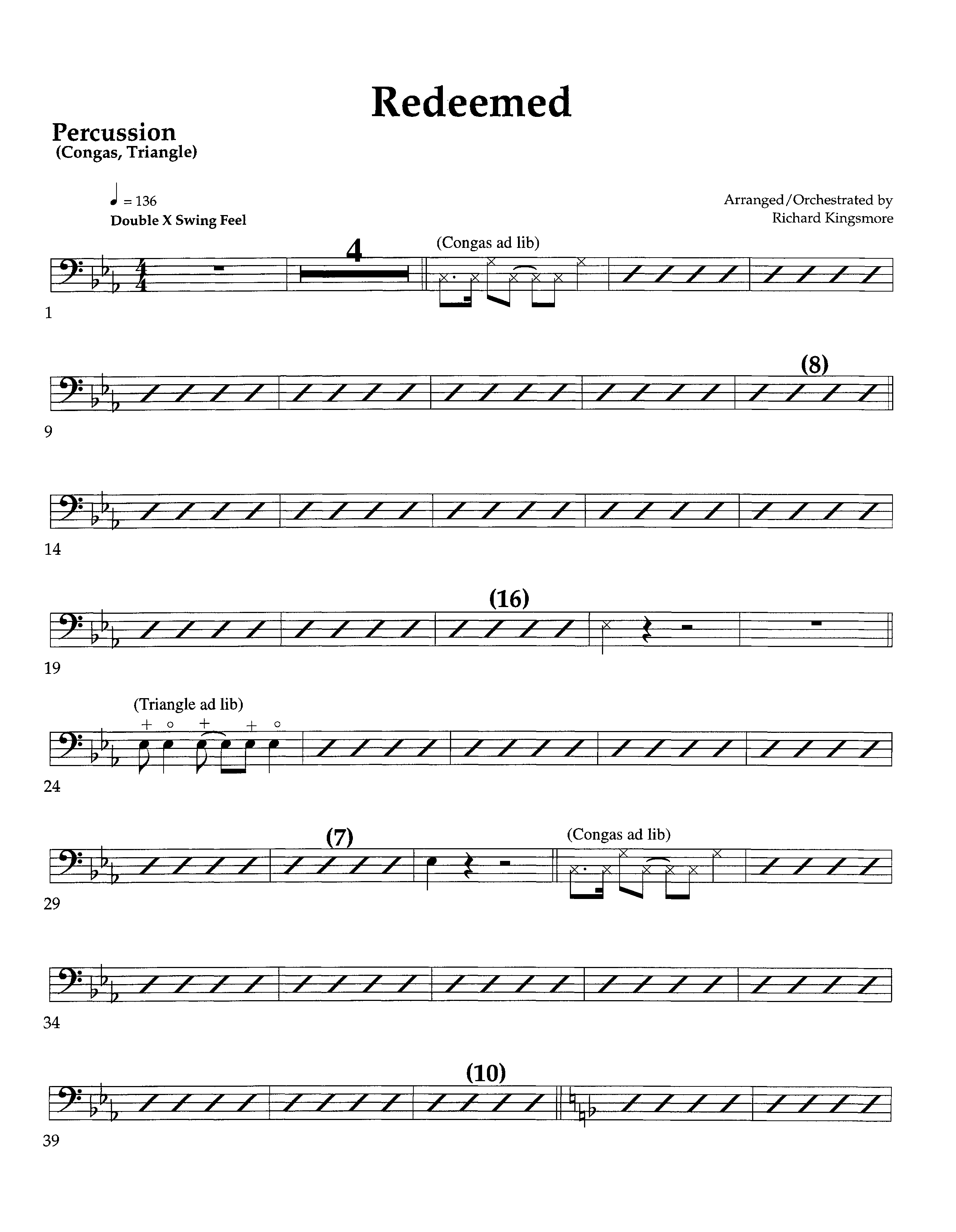 Redeemed (Instrumental) Percussion (Lifeway Worship / Arr. Richard Kingsmore)