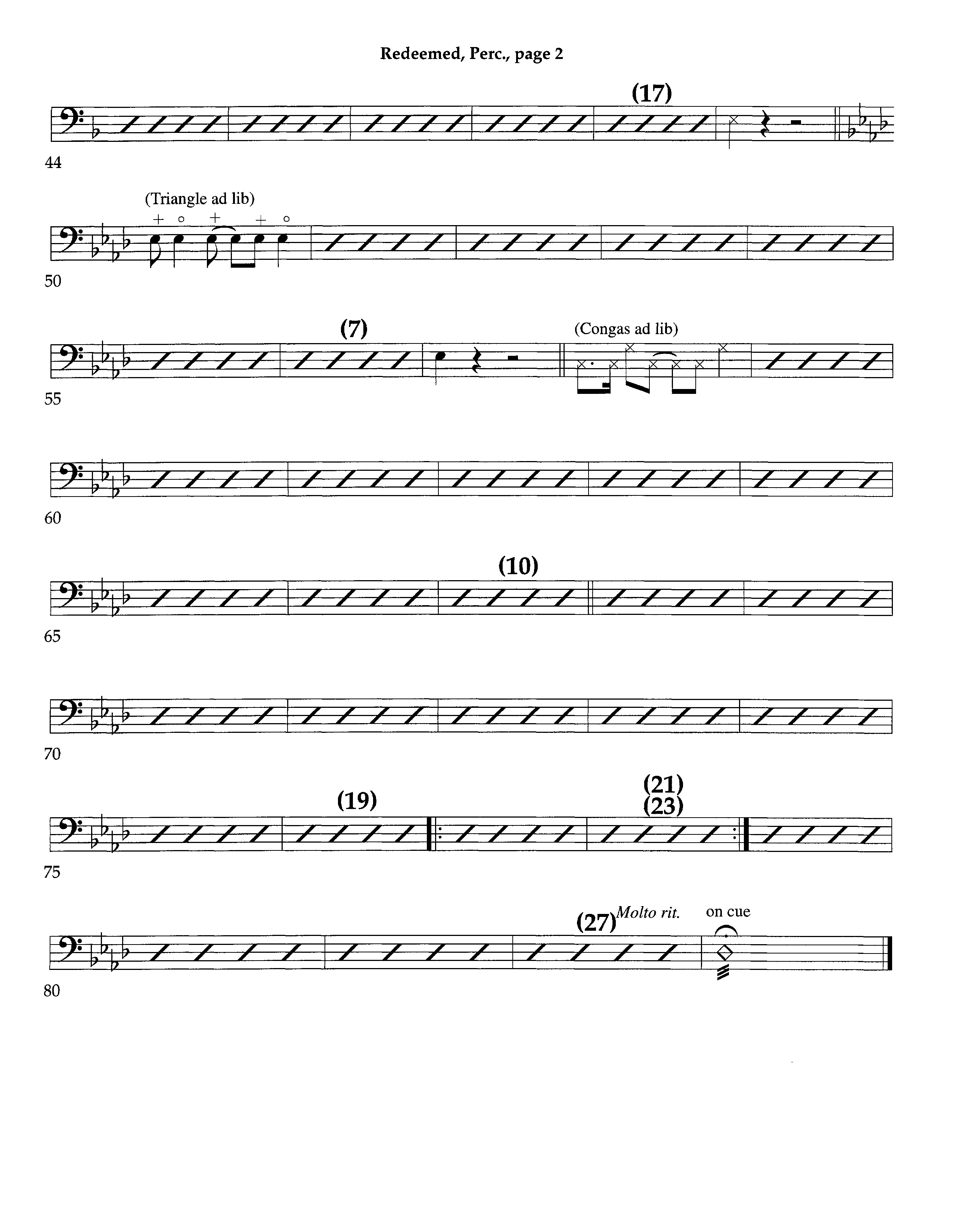 Redeemed (Instrumental) Percussion (Lifeway Worship / Arr. Richard Kingsmore)