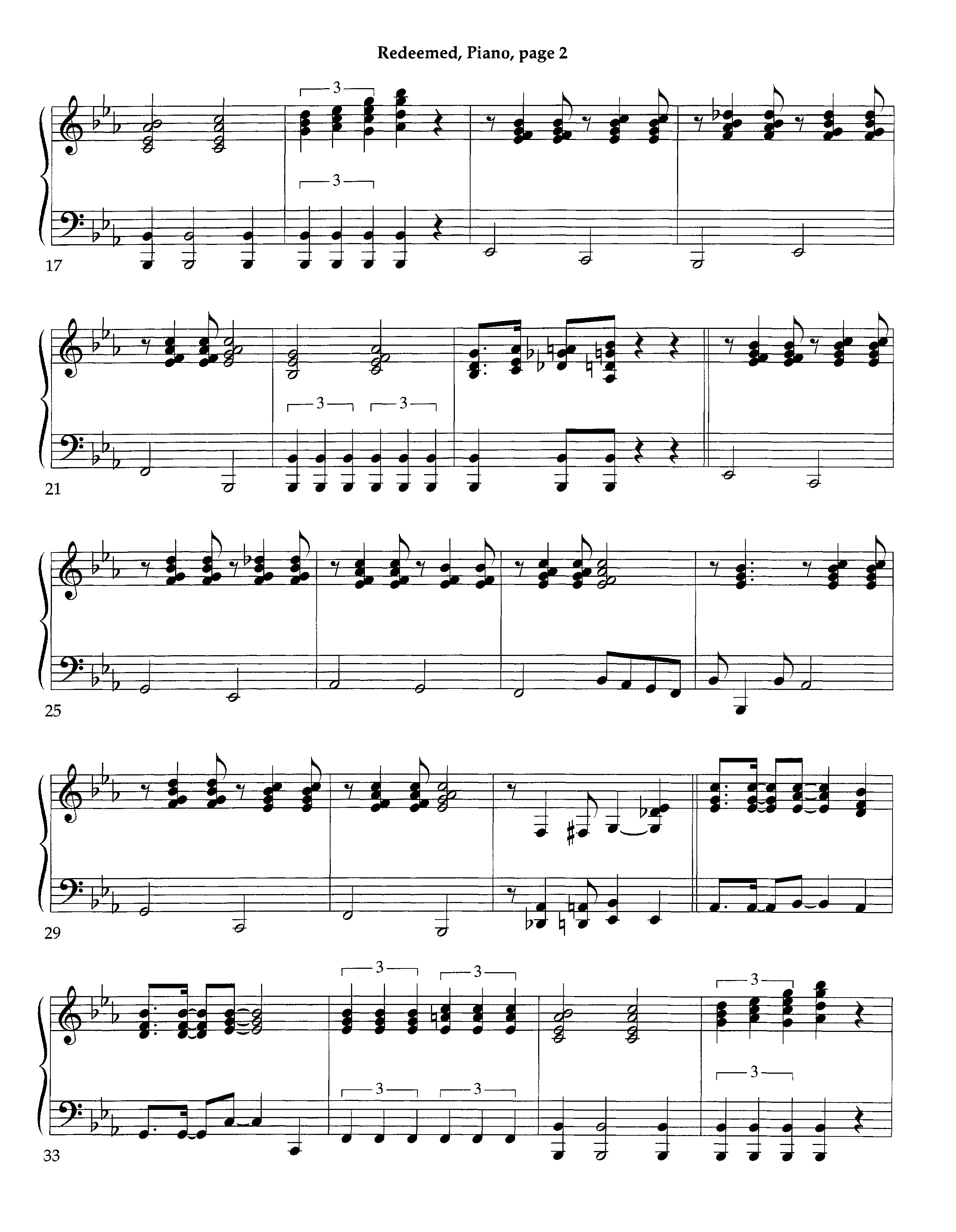 Redeemed (Instrumental) Piano Sheet (Lifeway Worship / Arr. Richard Kingsmore)