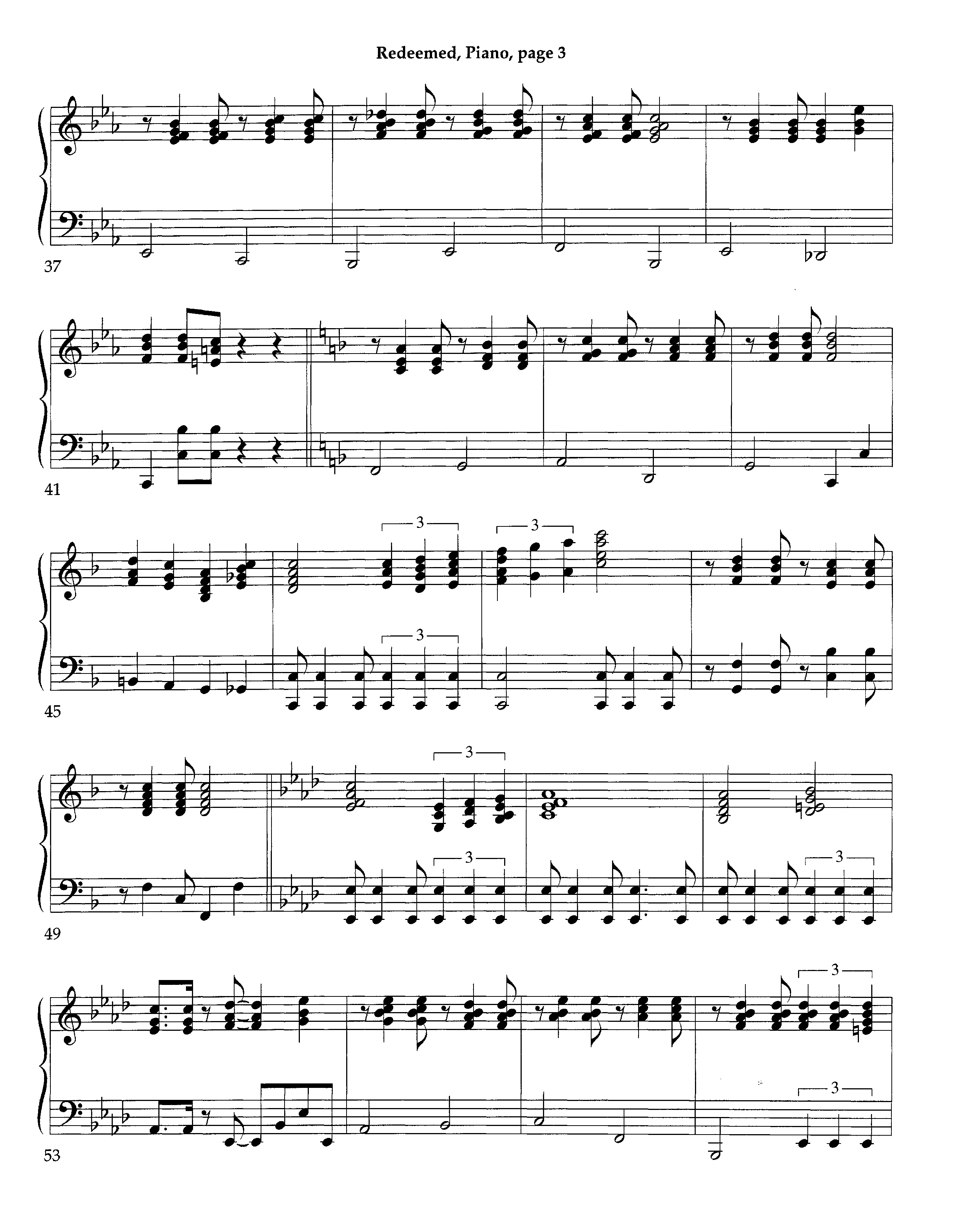 Redeemed (Instrumental) Piano Sheet (Lifeway Worship / Arr. Richard Kingsmore)