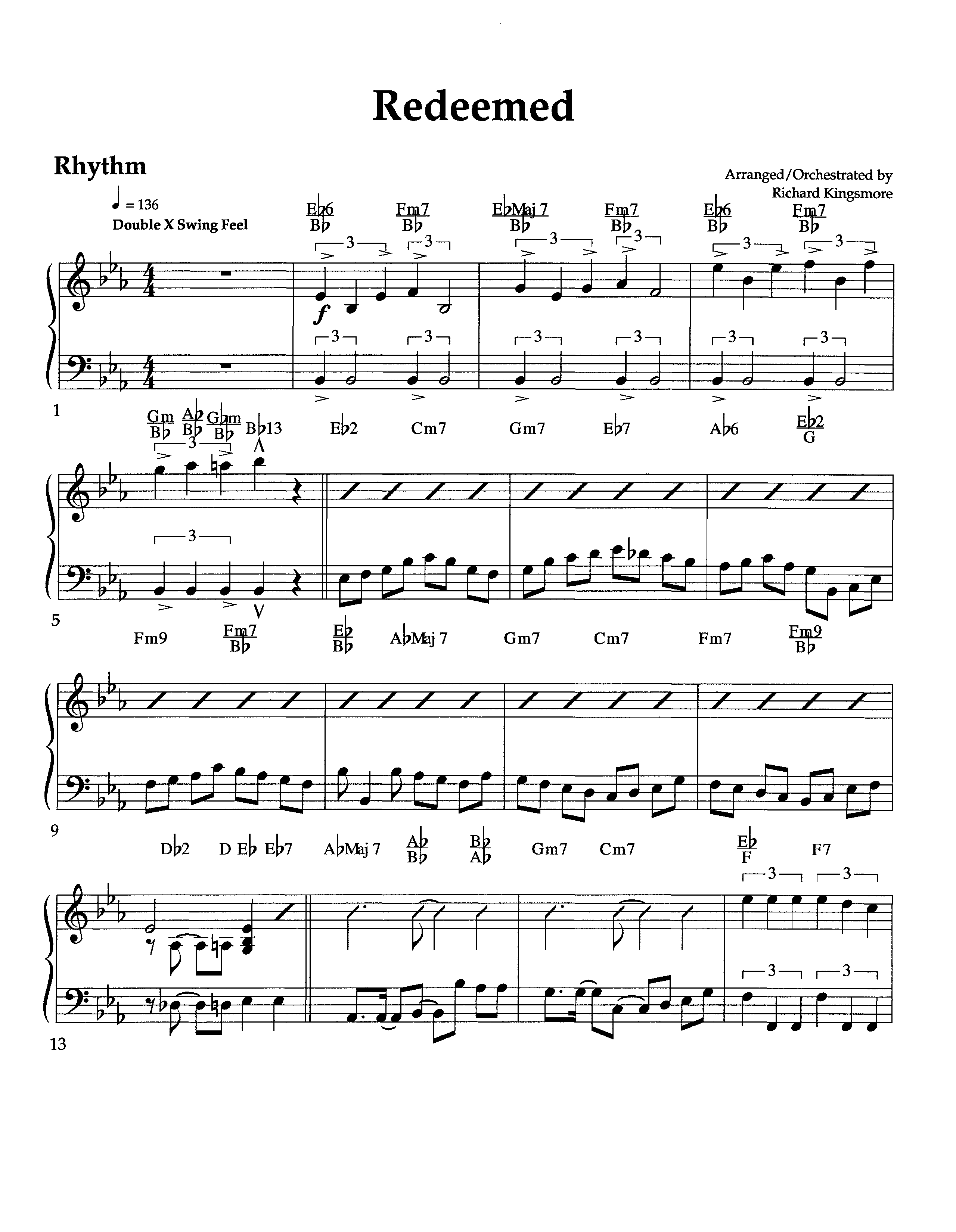 Redeemed (Instrumental) Rhythm Chart (Lifeway Worship / Arr. Richard Kingsmore)