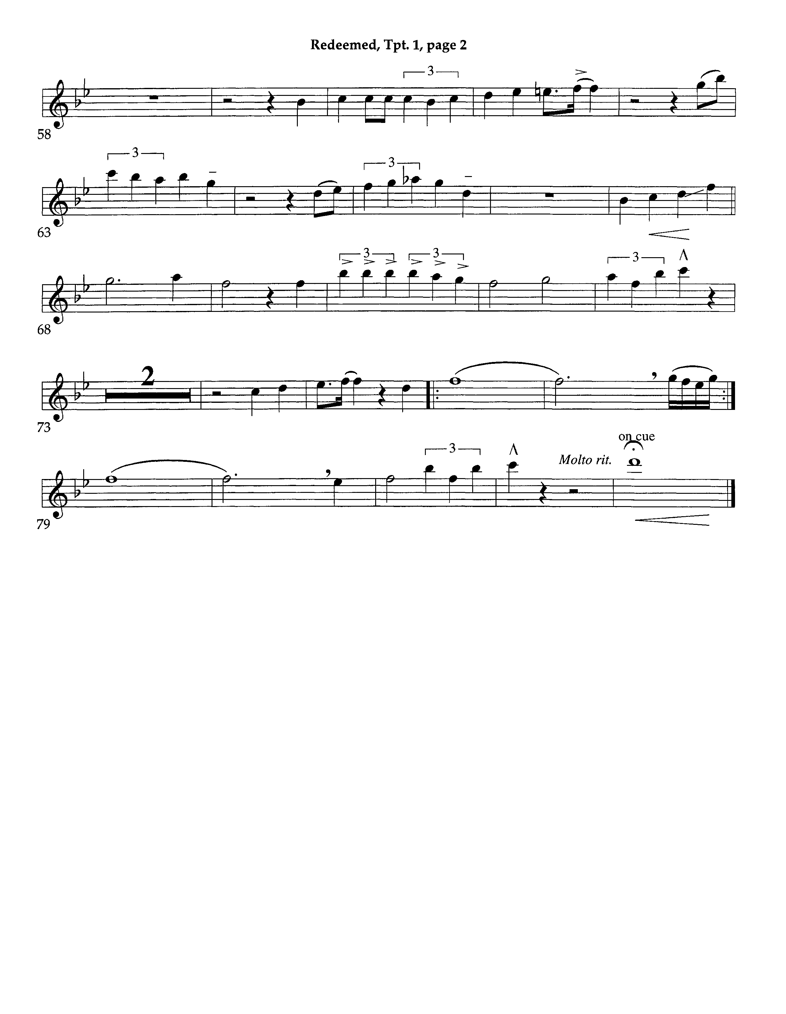 Redeemed (Instrumental) Trumpet 1 (Lifeway Worship / Arr. Richard Kingsmore)