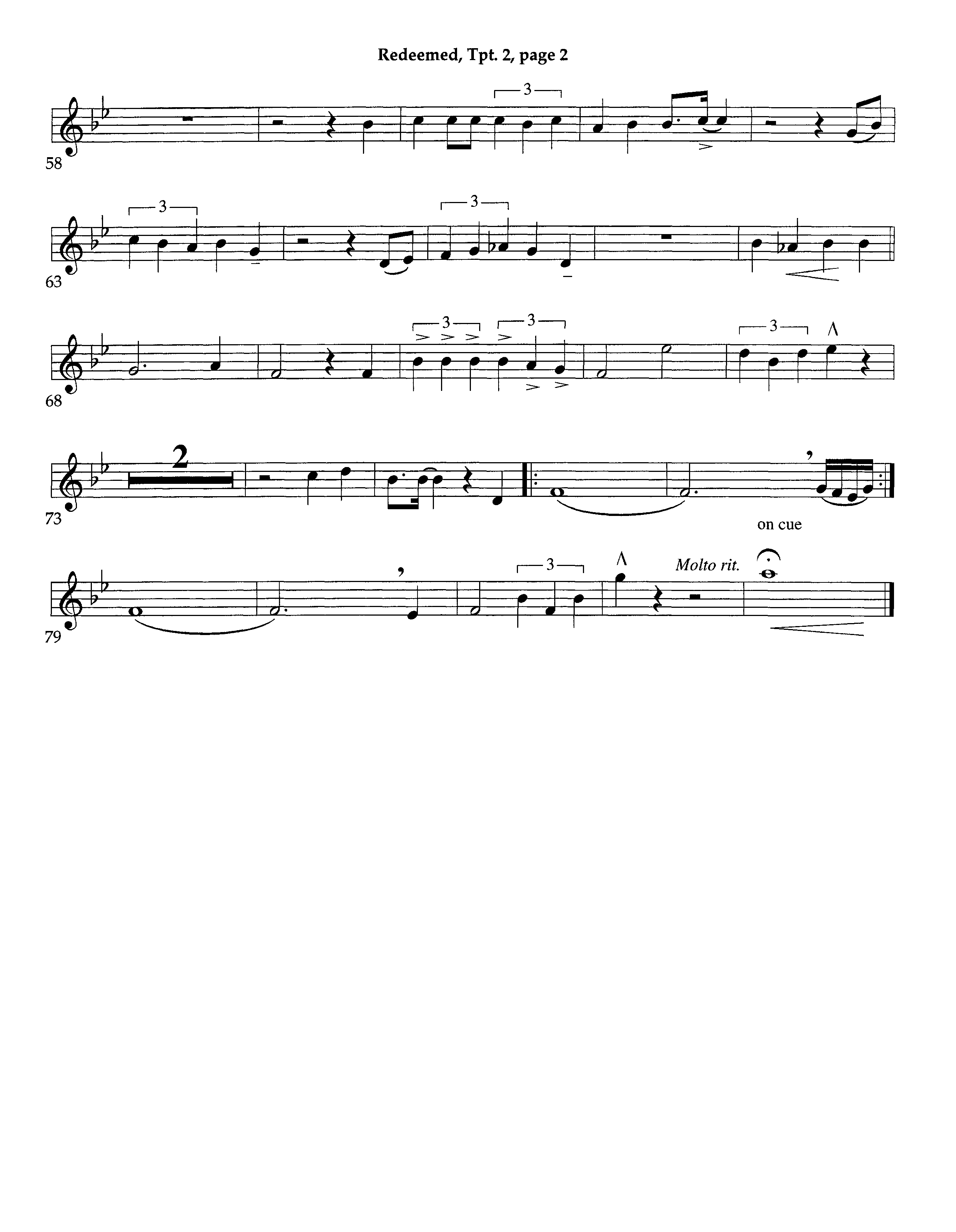 Redeemed (Instrumental) Trumpet 2 (Lifeway Worship / Arr. Richard Kingsmore)