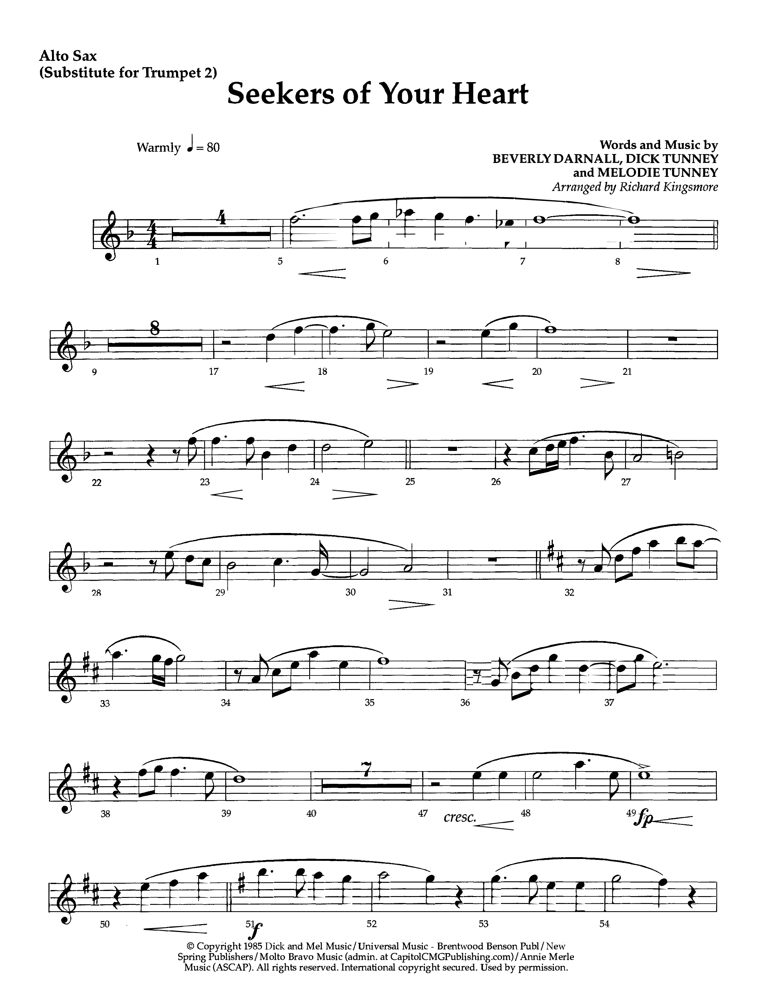 Seekers Of Your Heart (Instrumental) Alto Sax (Lifeway Worship / Arr. Richard Kingsmore)