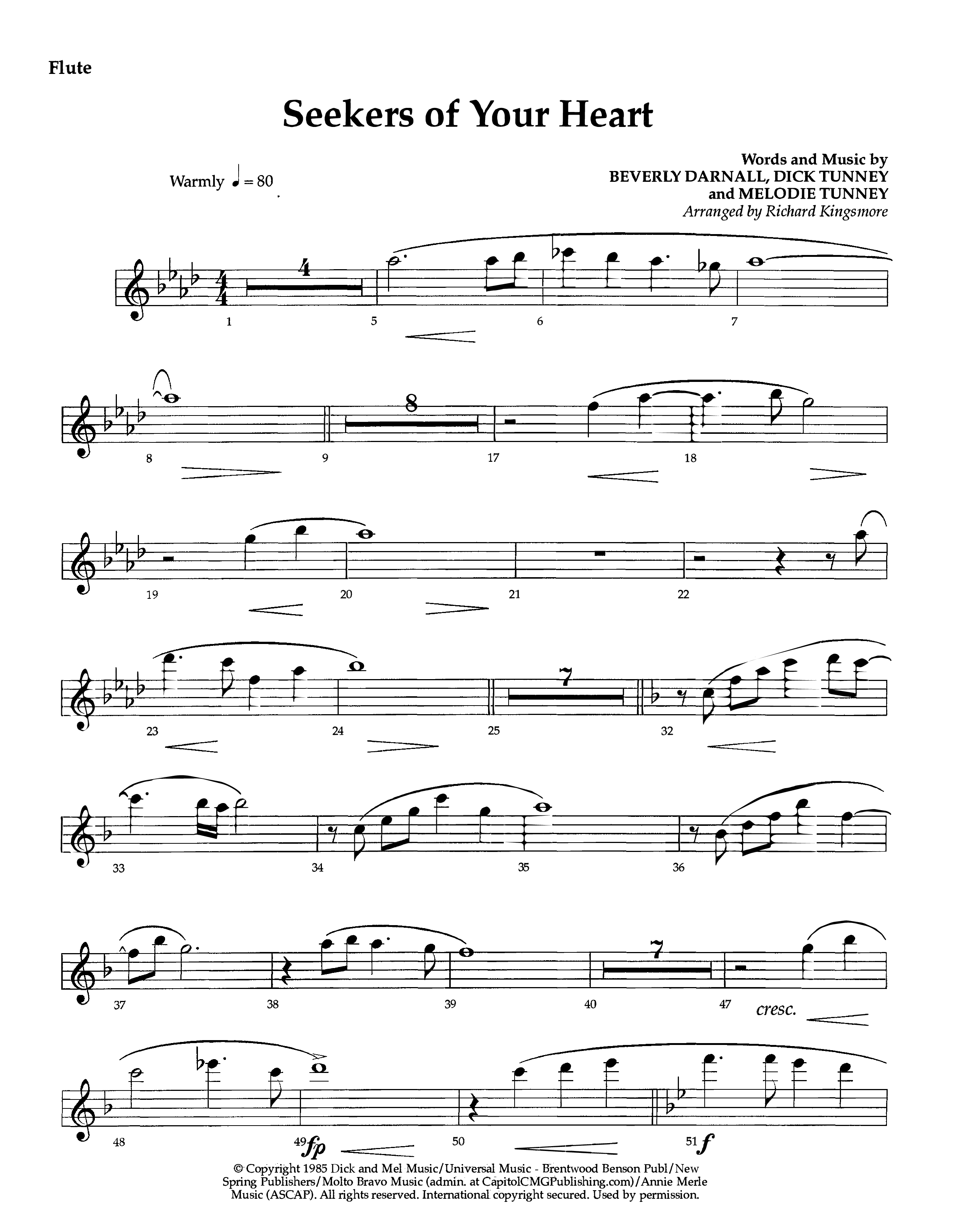 Seekers Of Your Heart (Instrumental) Flute (Lifeway Worship / Arr. Richard Kingsmore)