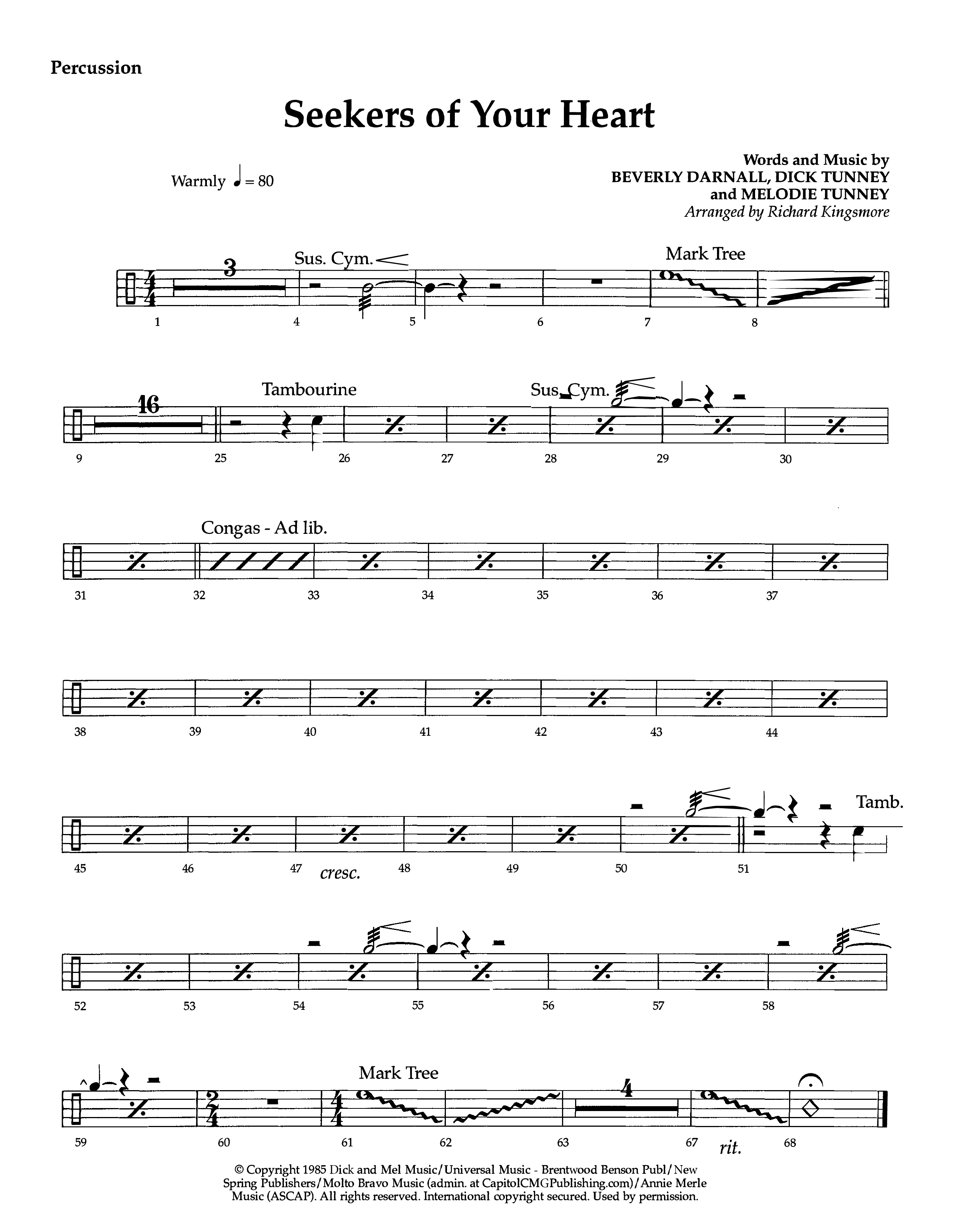 Seekers Of Your Heart (Instrumental) Percussion (Lifeway Worship / Arr. Richard Kingsmore)