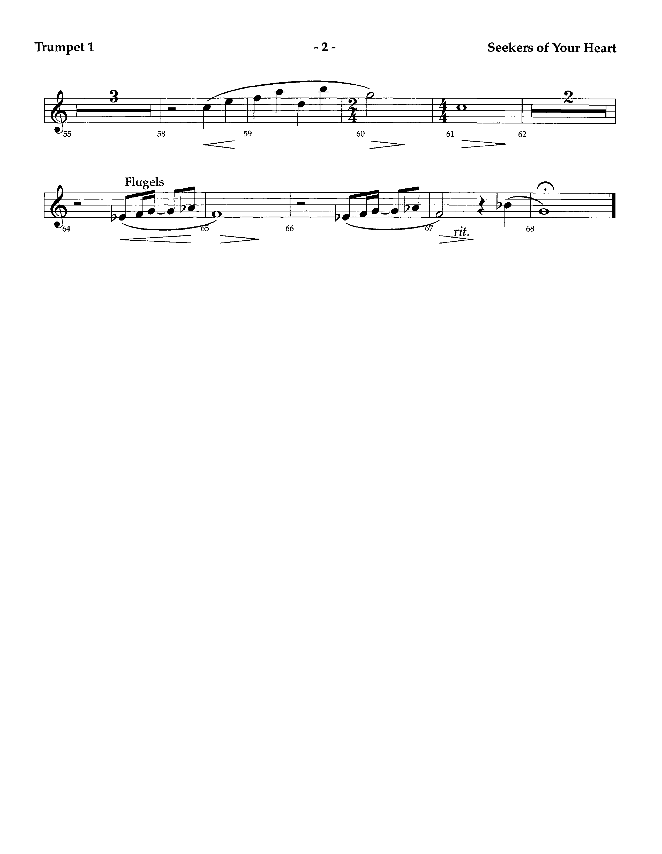 Seekers Of Your Heart (Instrumental) Trumpet 1 (Lifeway Worship / Arr. Richard Kingsmore)