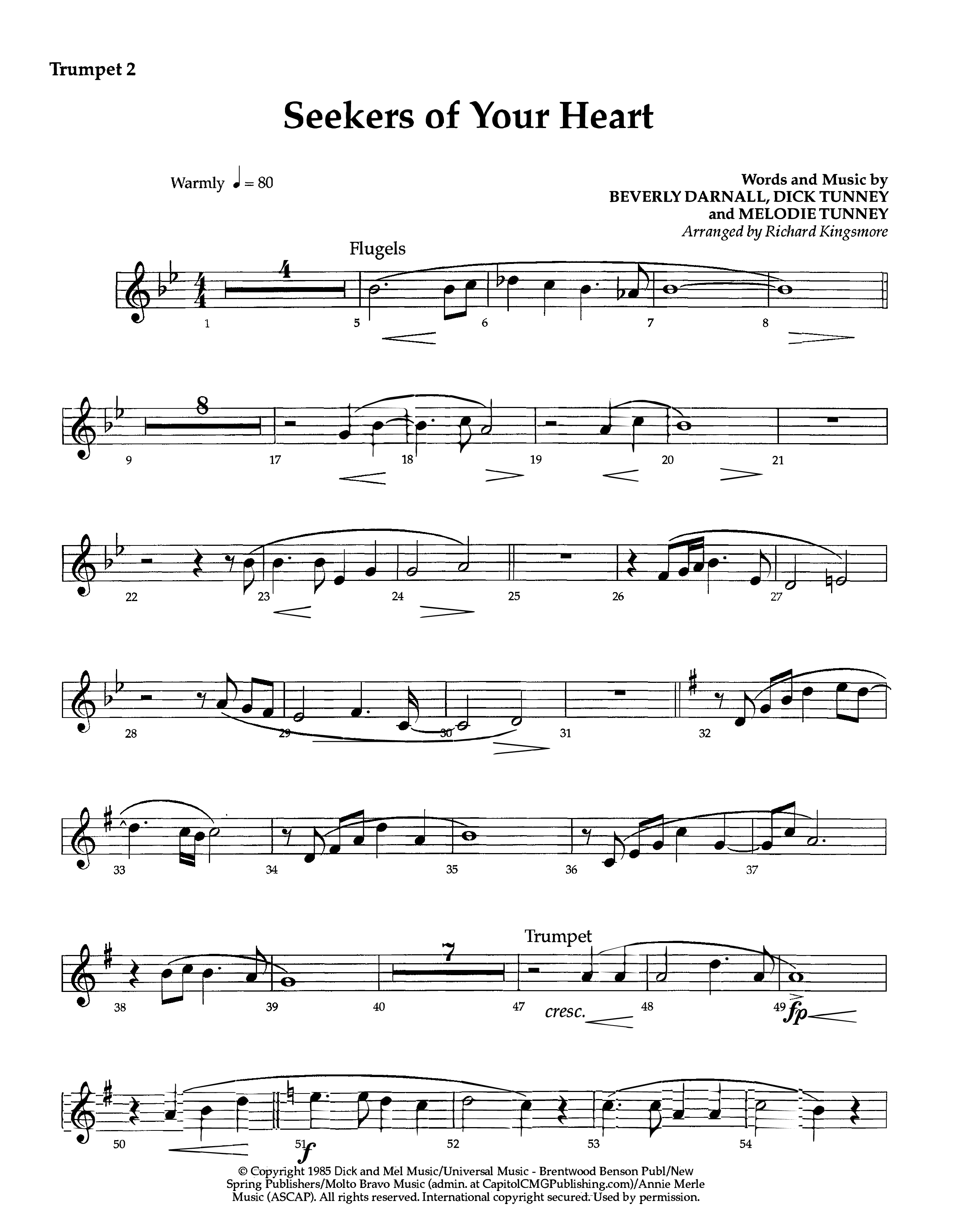 Seekers Of Your Heart (Instrumental) Trumpet 2 (Lifeway Worship / Arr. Richard Kingsmore)