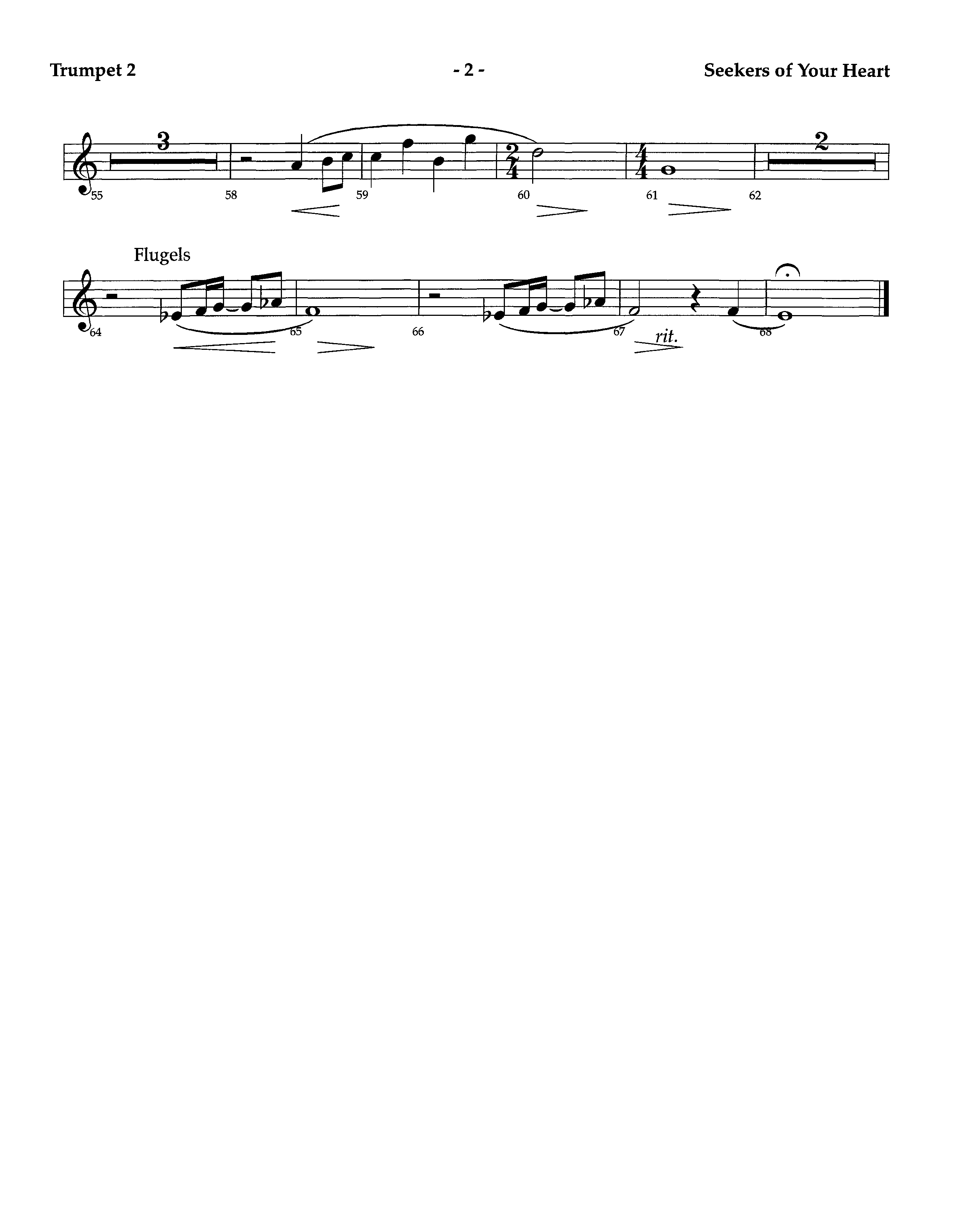 Seekers Of Your Heart (Instrumental) Trumpet 2 (Lifeway Worship / Arr. Richard Kingsmore)