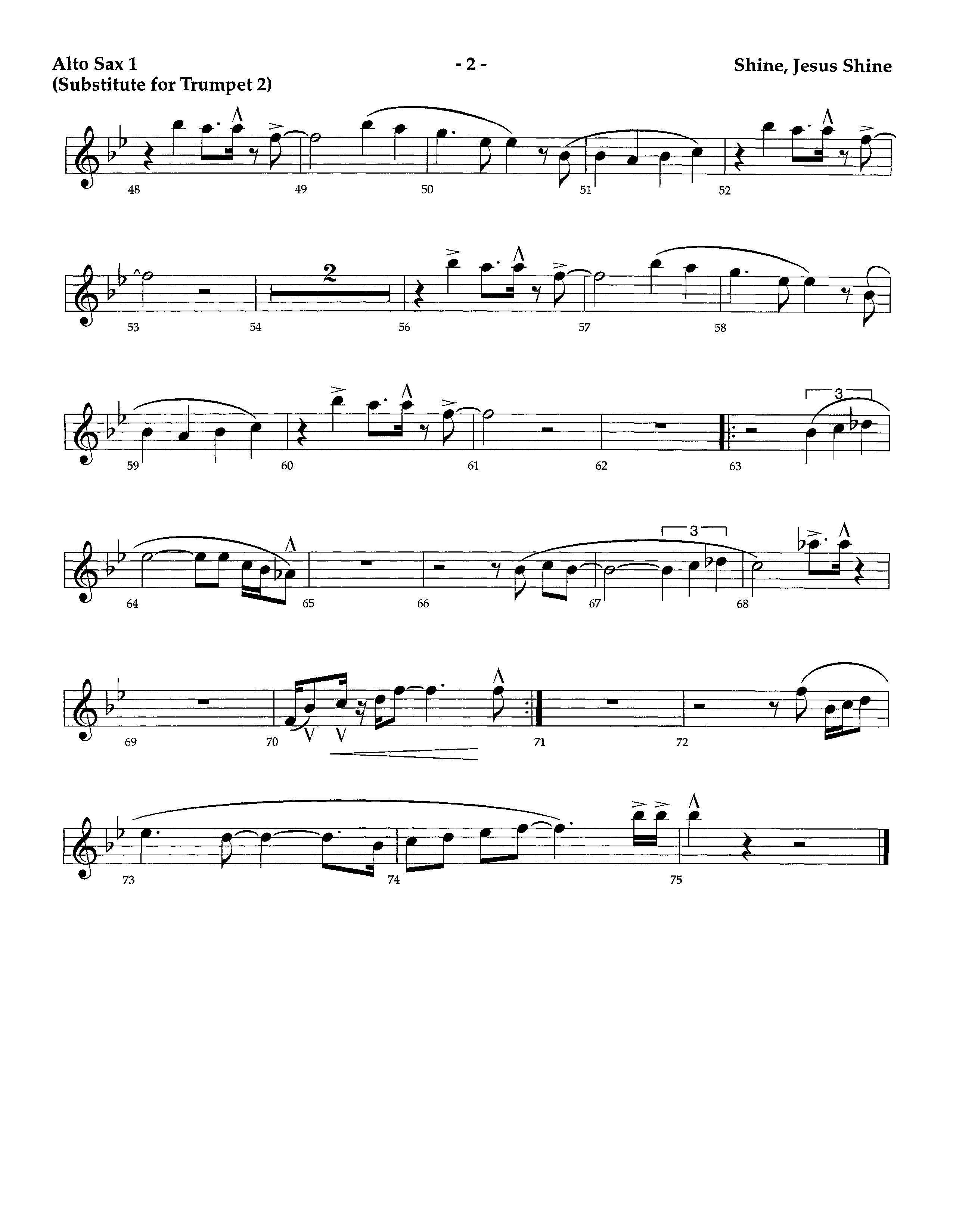 Shine Jesus Shine (Instrumental) Alto Sax 1/2 (Lifeway Worship / Arr. Richard Kingsmore)