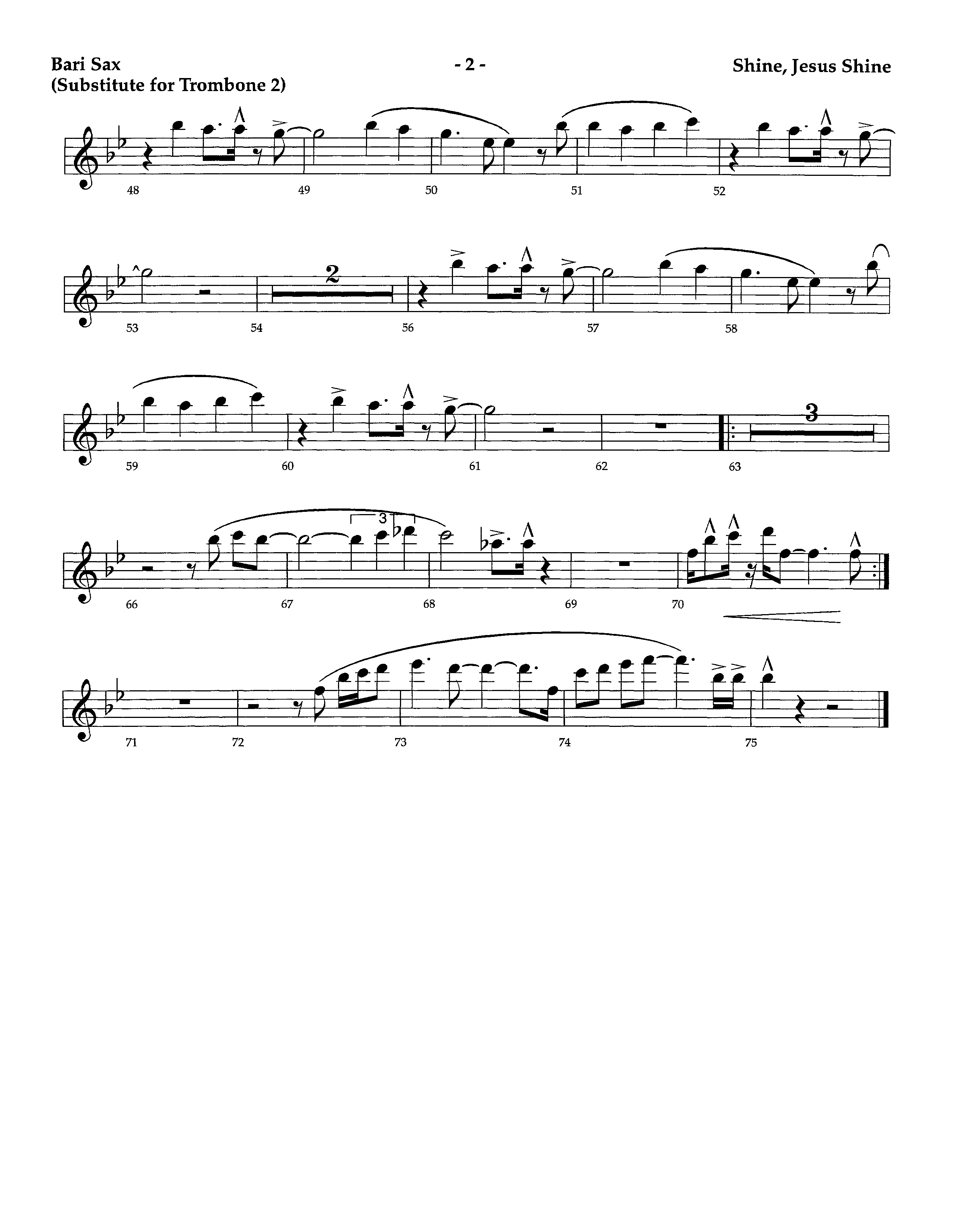 Shine Jesus Shine (Instrumental) Bari Sax (Lifeway Worship / Arr. Richard Kingsmore)