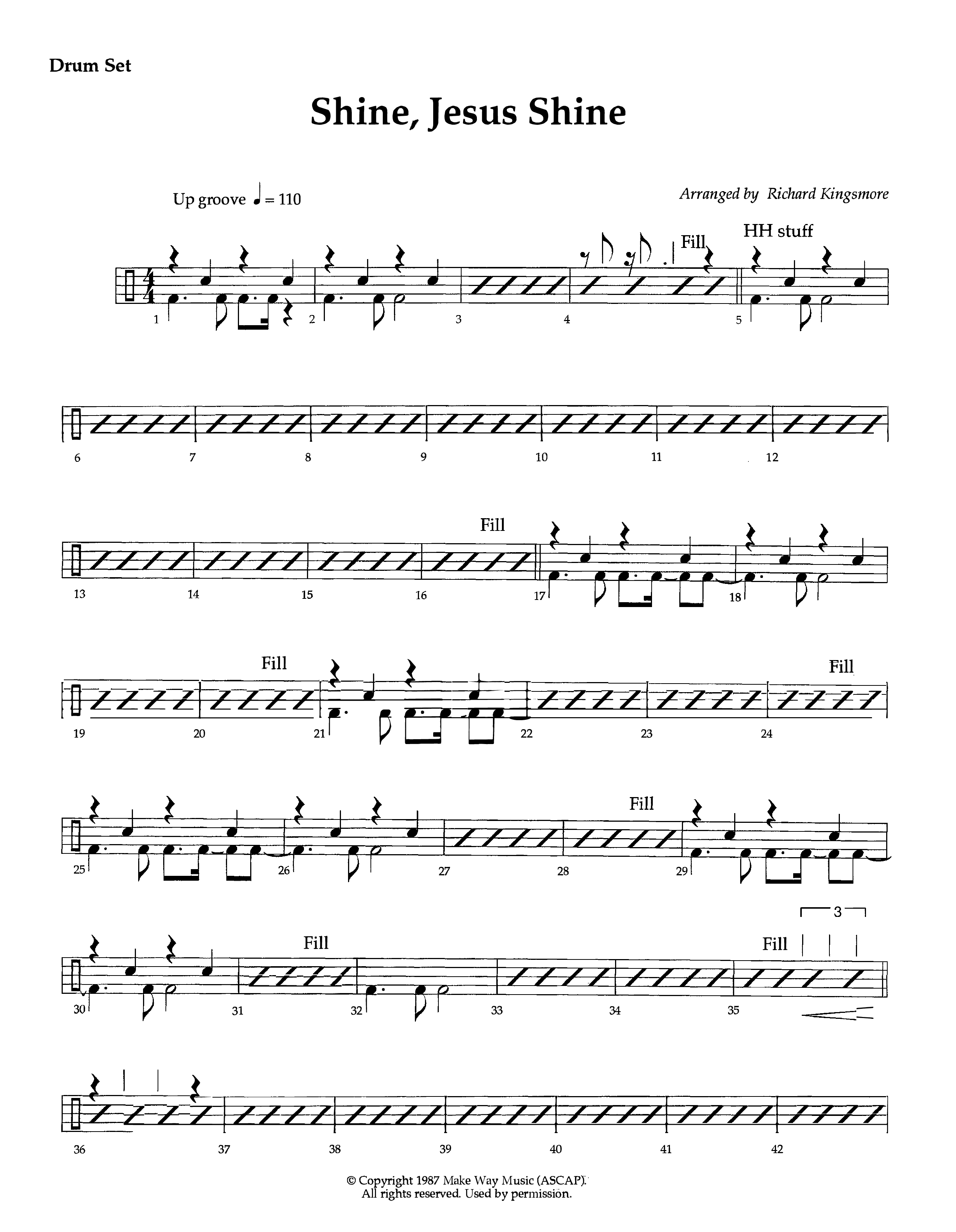 Shine Jesus Shine (Instrumental) Drum Set (Lifeway Worship / Arr. Richard Kingsmore)