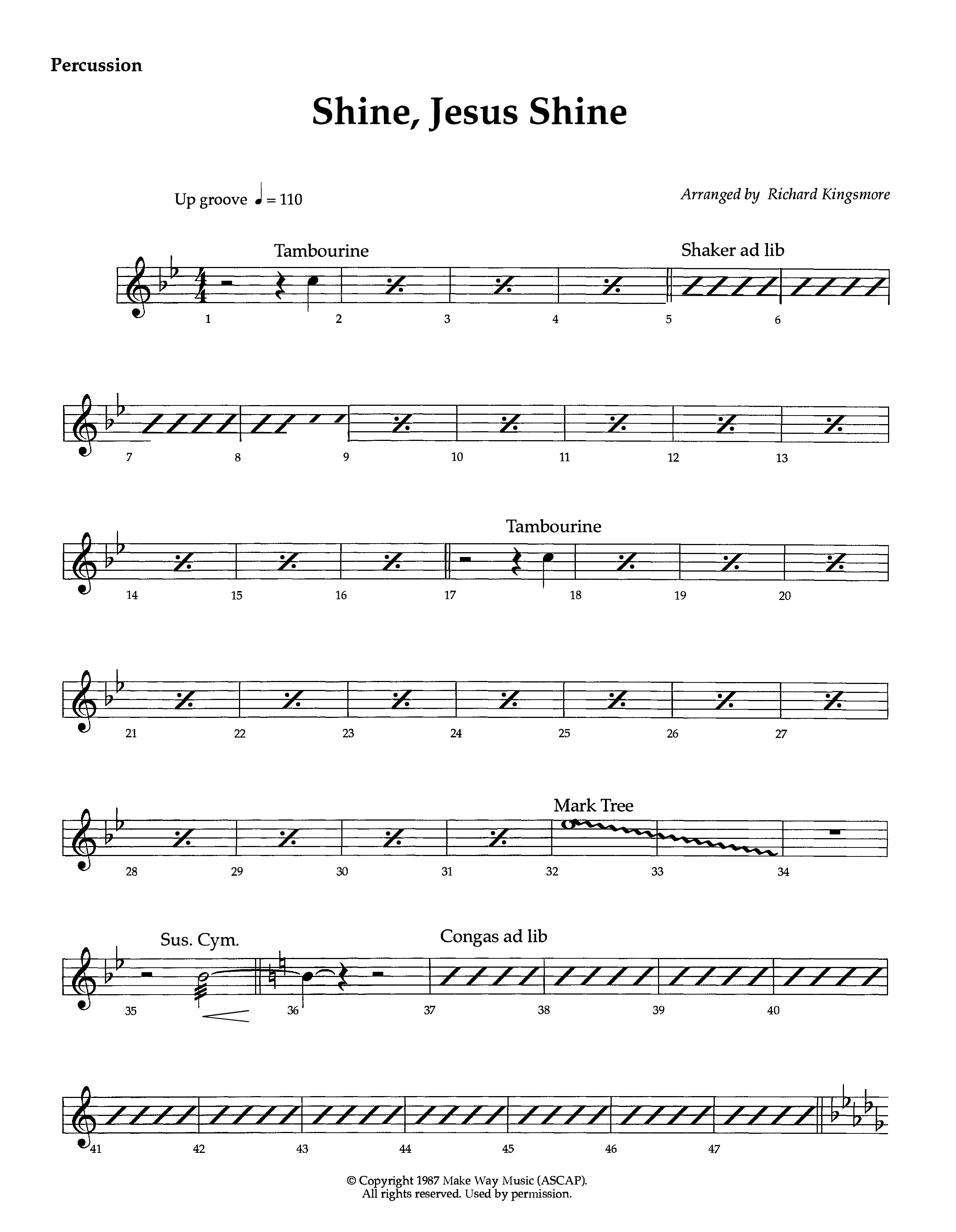 Shine Jesus Shine (Instrumental) Percussion (Lifeway Worship / Arr. Richard Kingsmore)