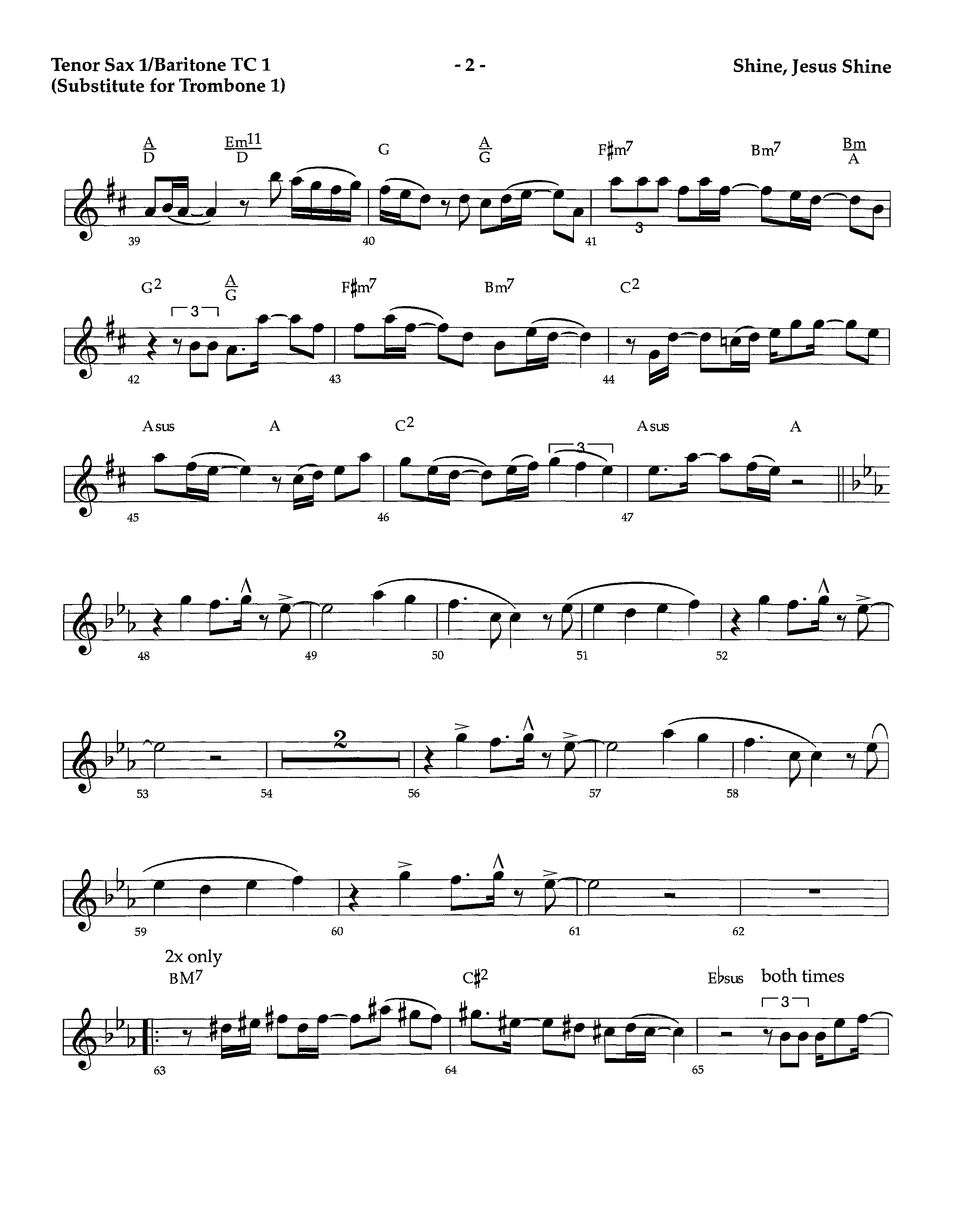 Shine Jesus Shine (Instrumental) Tenor Sax/Baritone T.C. (Lifeway Worship / Arr. Richard Kingsmore)