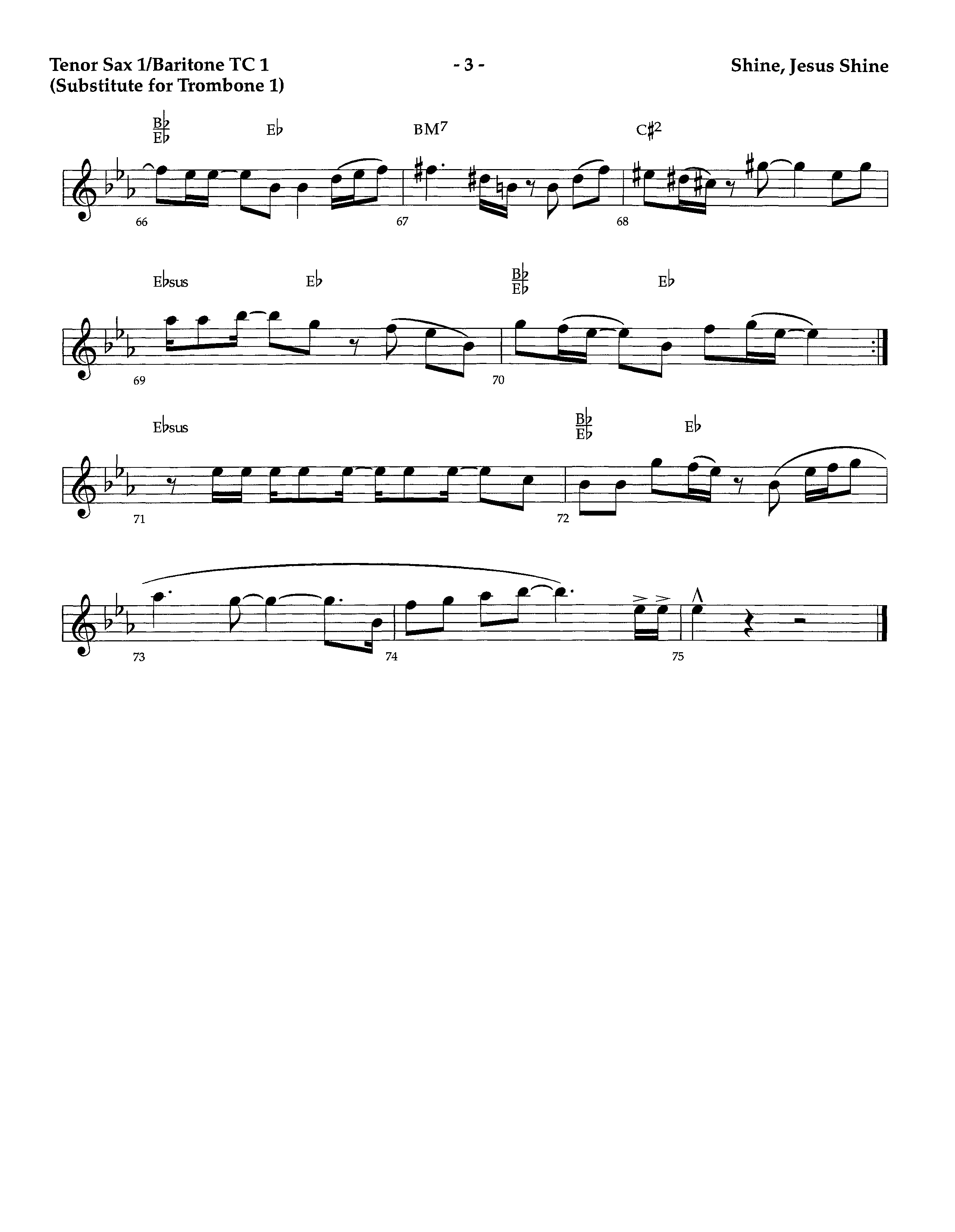 Shine Jesus Shine (Instrumental) Tenor Sax/Baritone T.C. (Lifeway Worship / Arr. Richard Kingsmore)