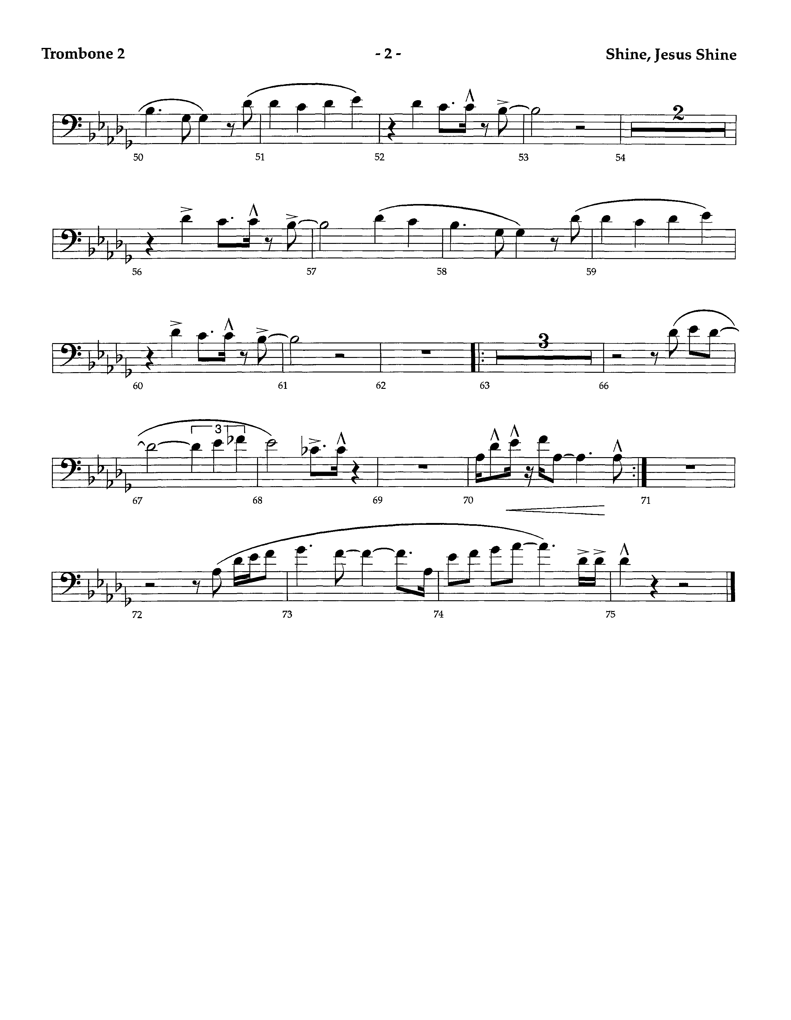 Shine Jesus Shine (Instrumental) Trombone 2 (Lifeway Worship / Arr. Richard Kingsmore)
