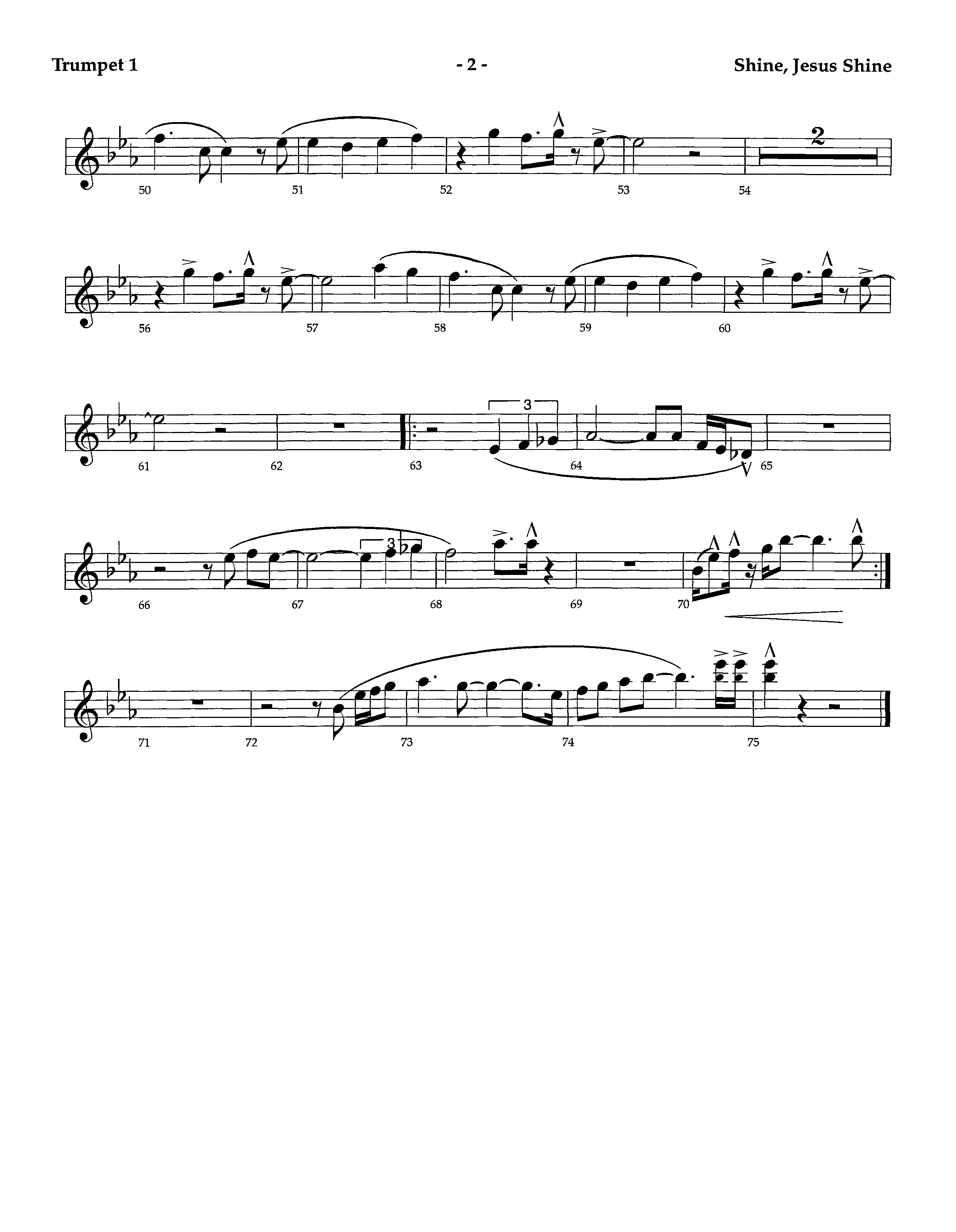 Shine Jesus Shine (Instrumental) Trumpet 1 (Lifeway Worship / Arr. Richard Kingsmore)