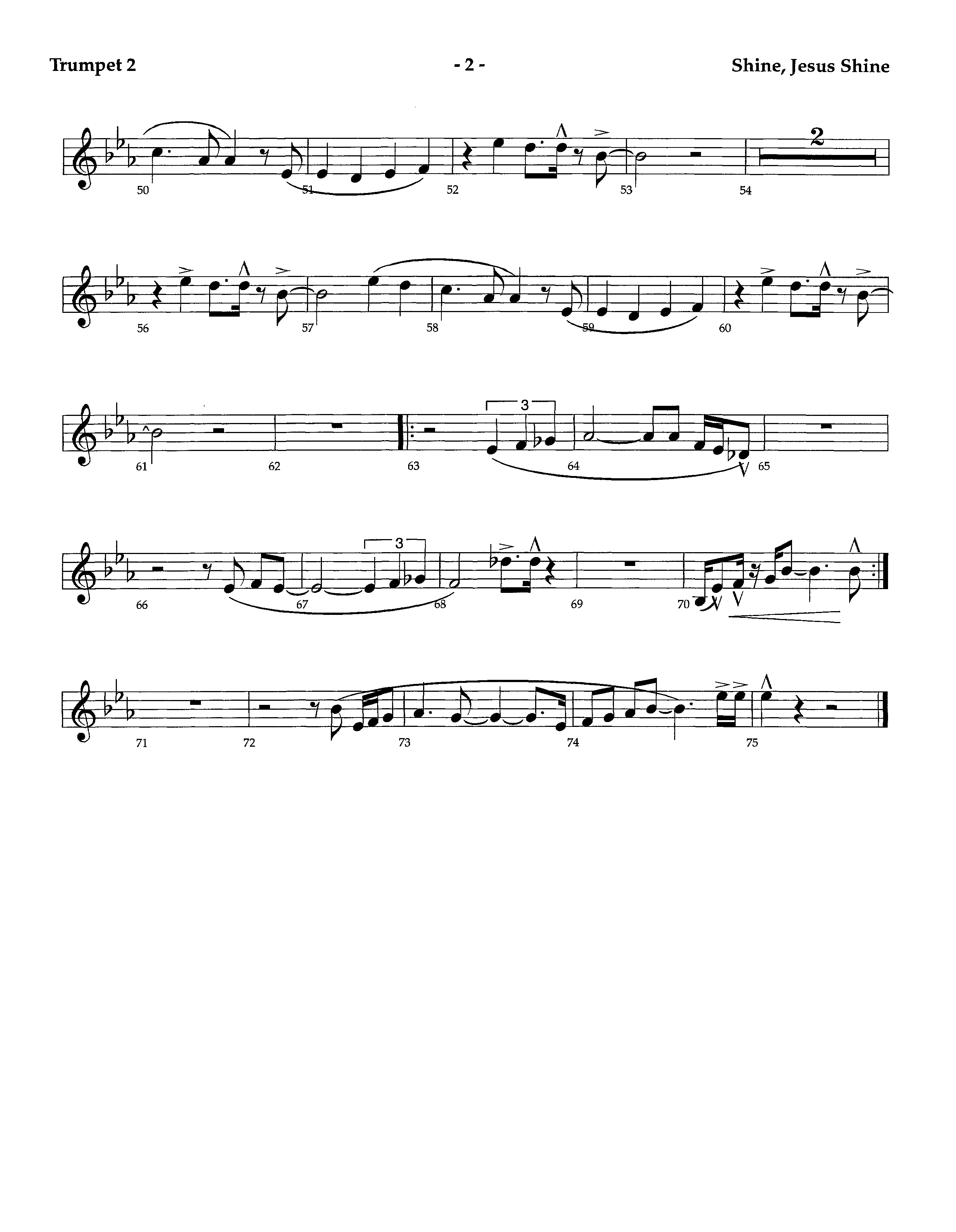Shine Jesus Shine (Instrumental) Trumpet 2 (Lifeway Worship / Arr. Richard Kingsmore)