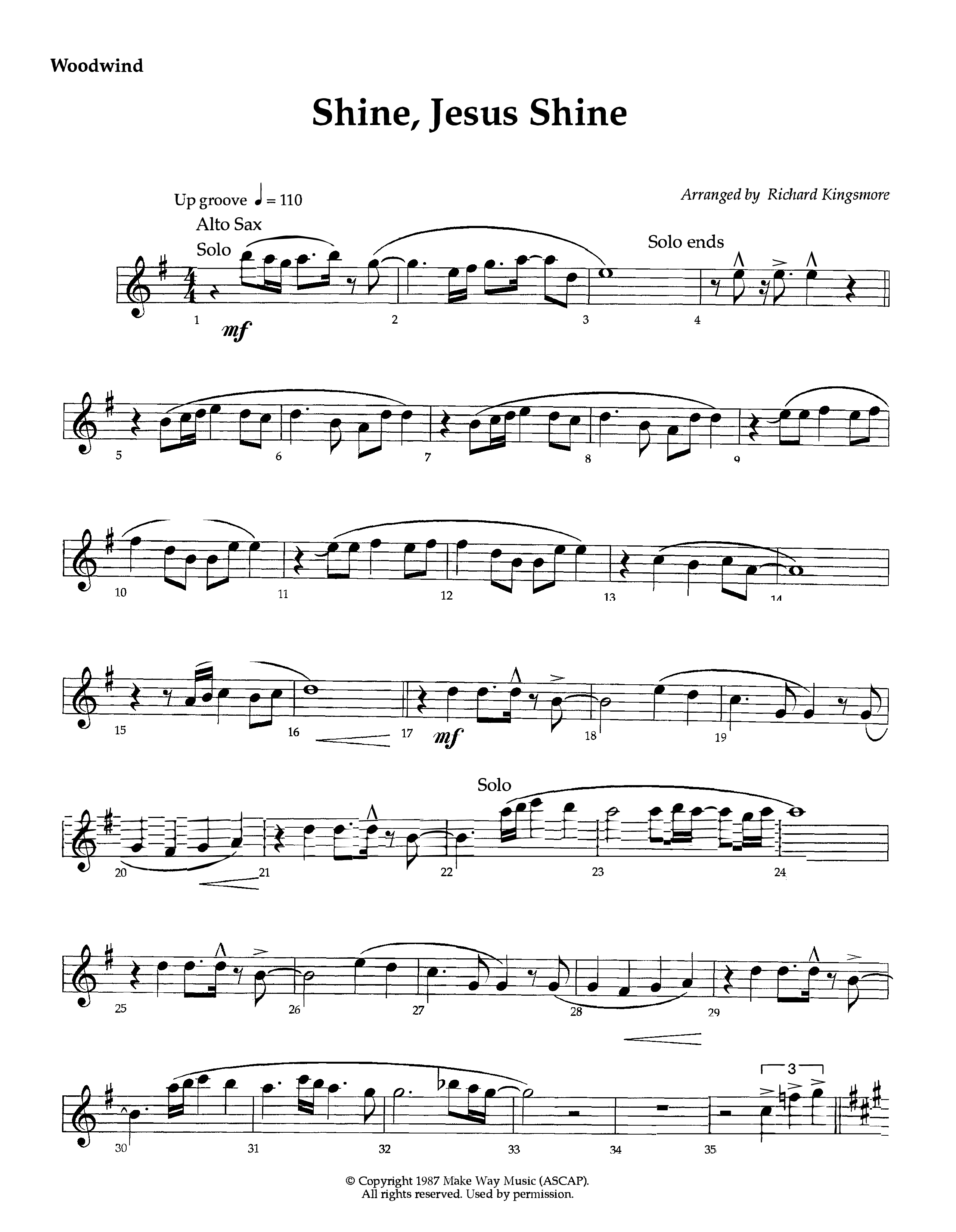 Shine Jesus Shine (Instrumental) Winds (Lifeway Worship / Arr. Richard Kingsmore)