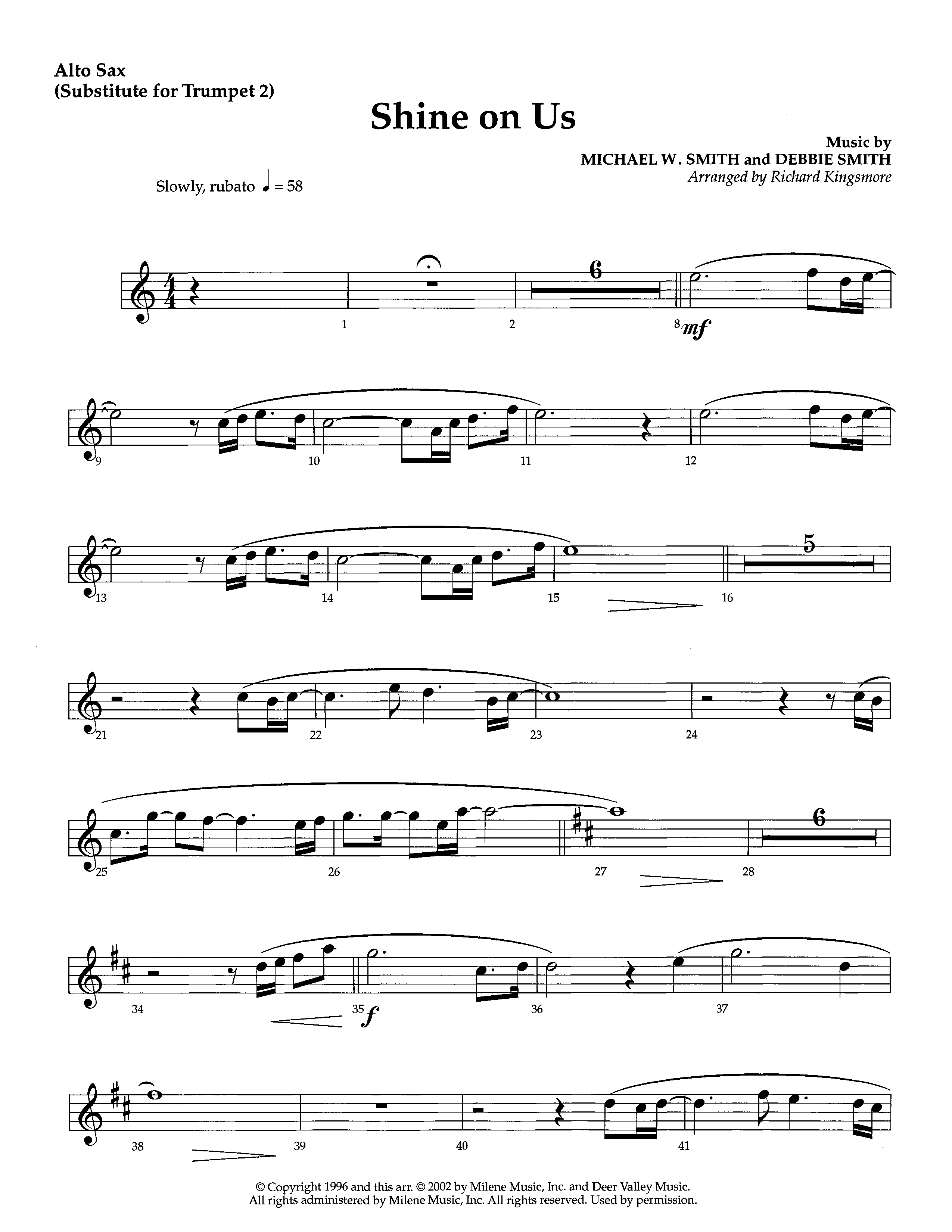 Shine On Us (Instrumental) Alto Sax (Lifeway Worship / Arr. Richard Kingsmore)