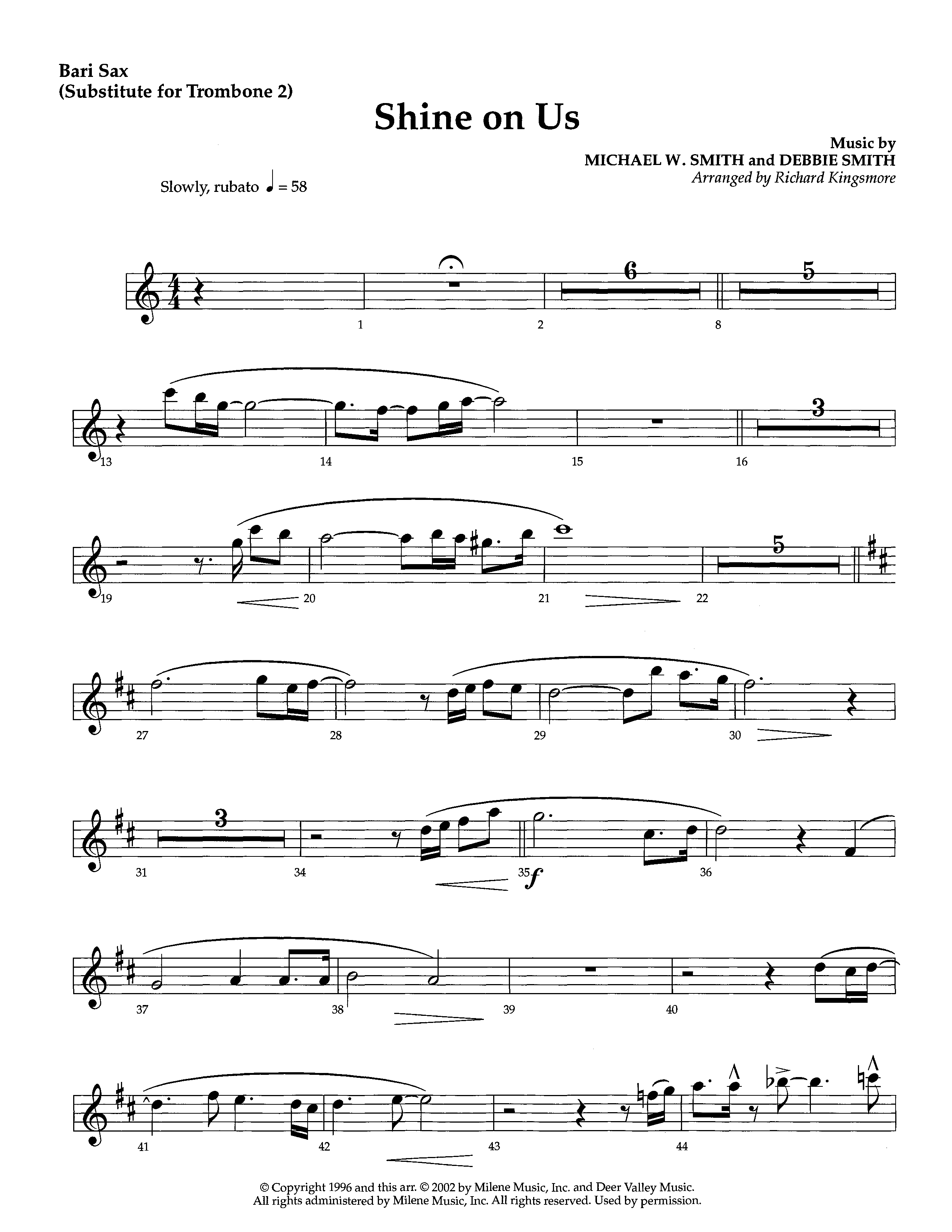 Shine On Us (Instrumental) Bari Sax (Lifeway Worship / Arr. Richard Kingsmore)