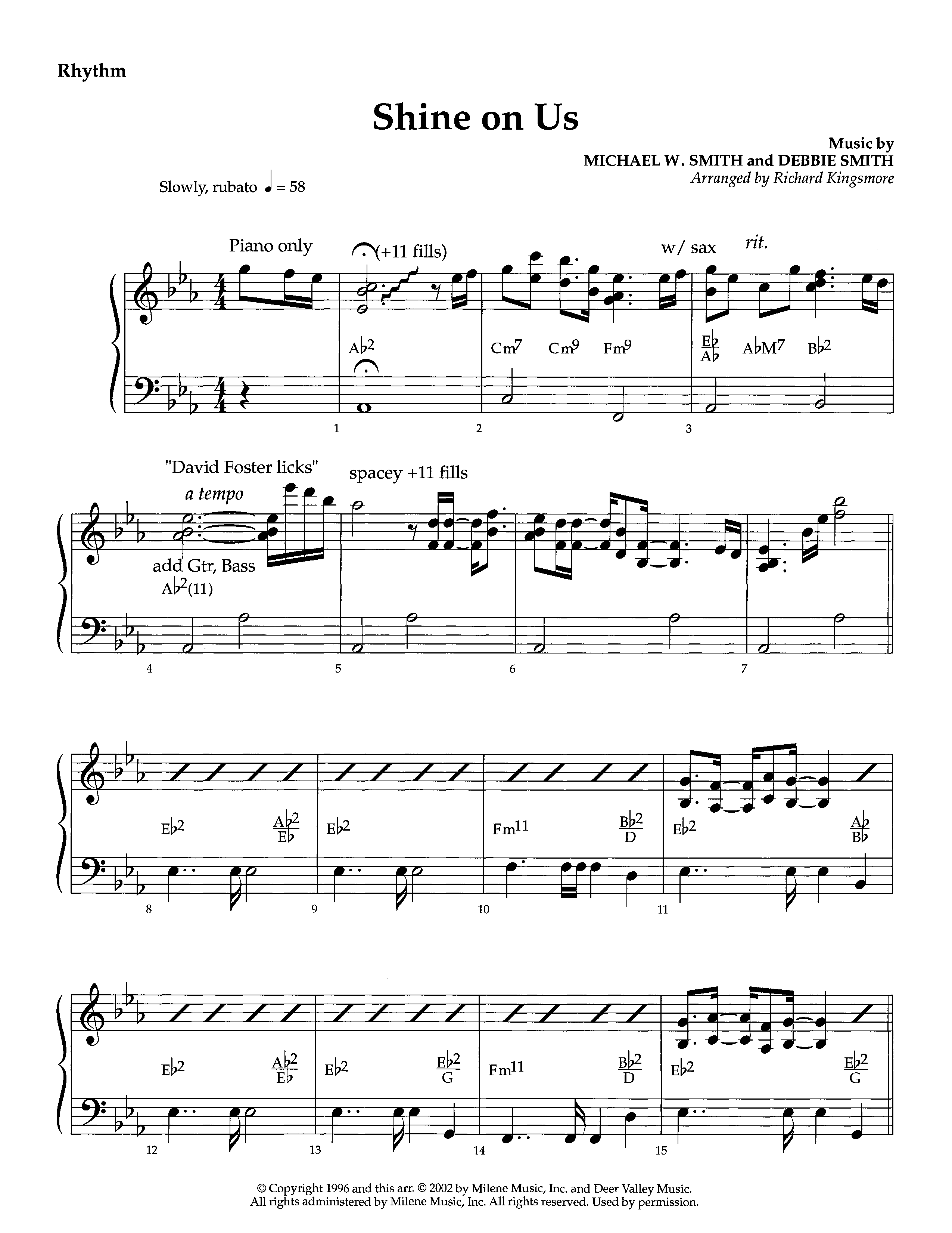 Shine On Us (Instrumental) Rhythm Chart (Lifeway Worship / Arr. Richard Kingsmore)