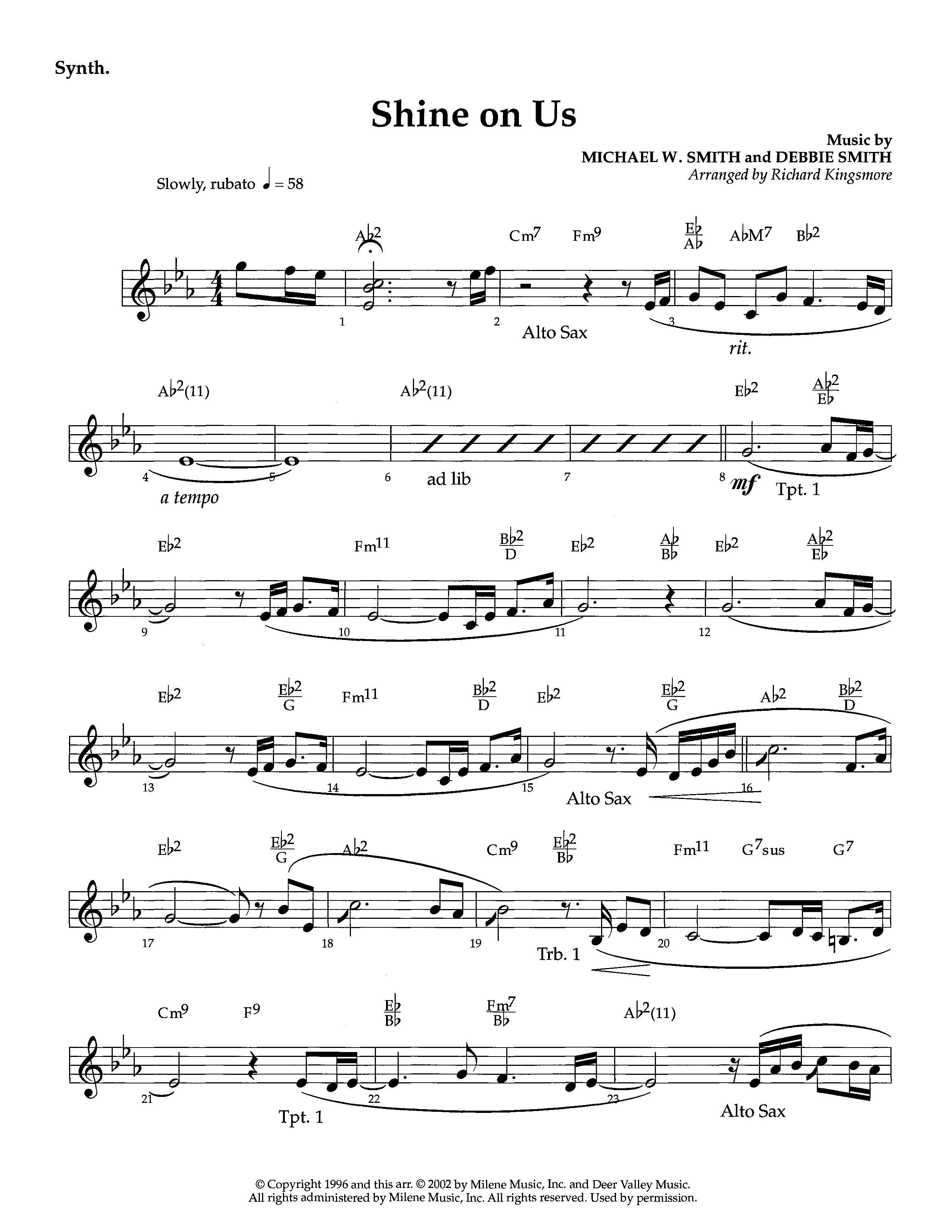 Shine On Us (Instrumental) Synth (Lifeway Worship / Arr. Richard Kingsmore)