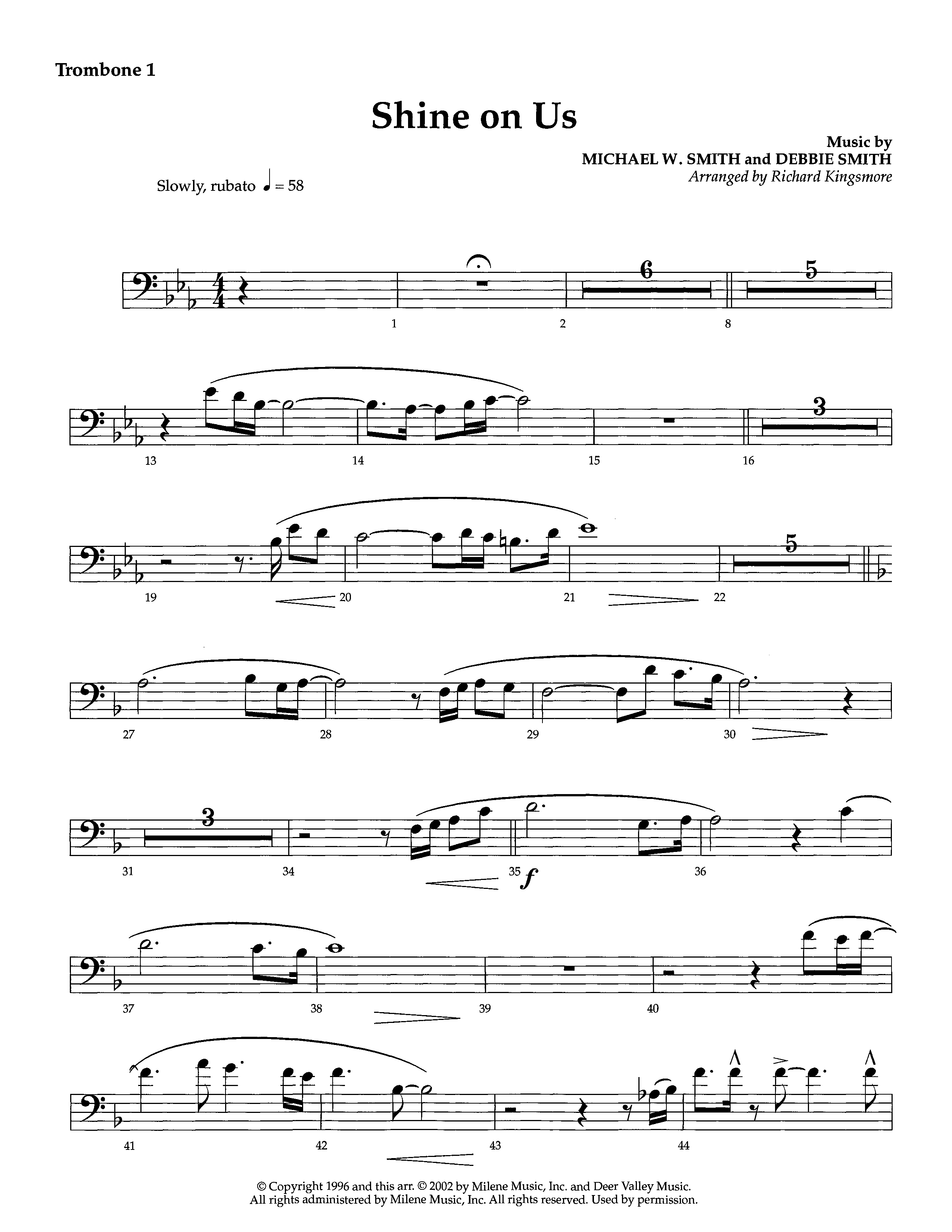 Shine On Us (Instrumental) Trombone 1 (Lifeway Worship / Arr. Richard Kingsmore)