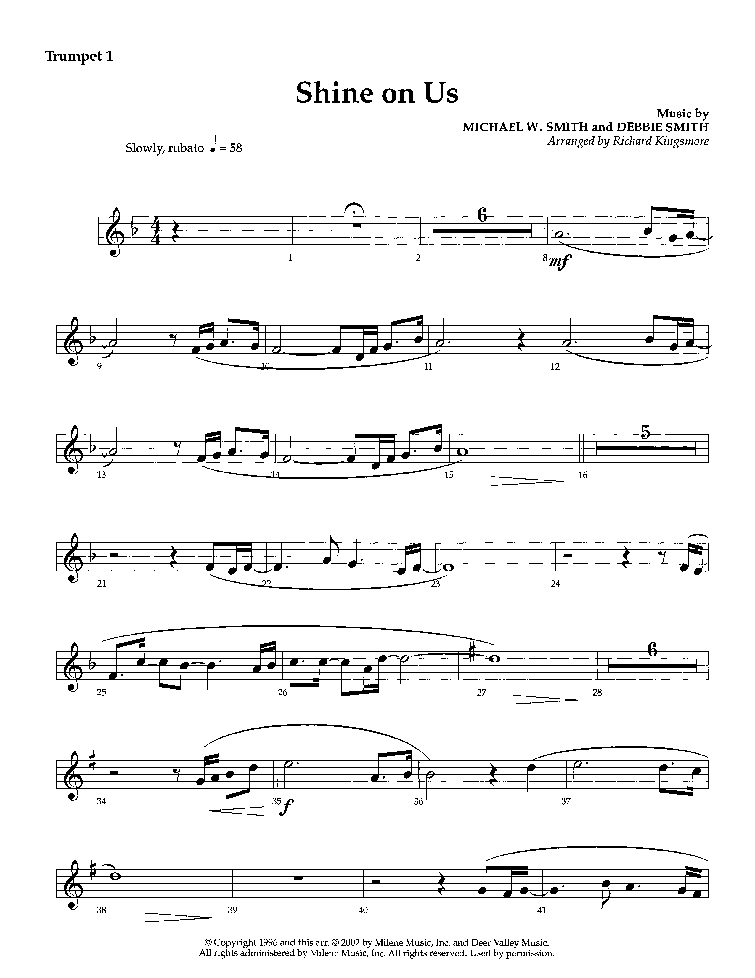 Shine On Us (Instrumental) Trumpet 1 (Lifeway Worship / Arr. Richard Kingsmore)