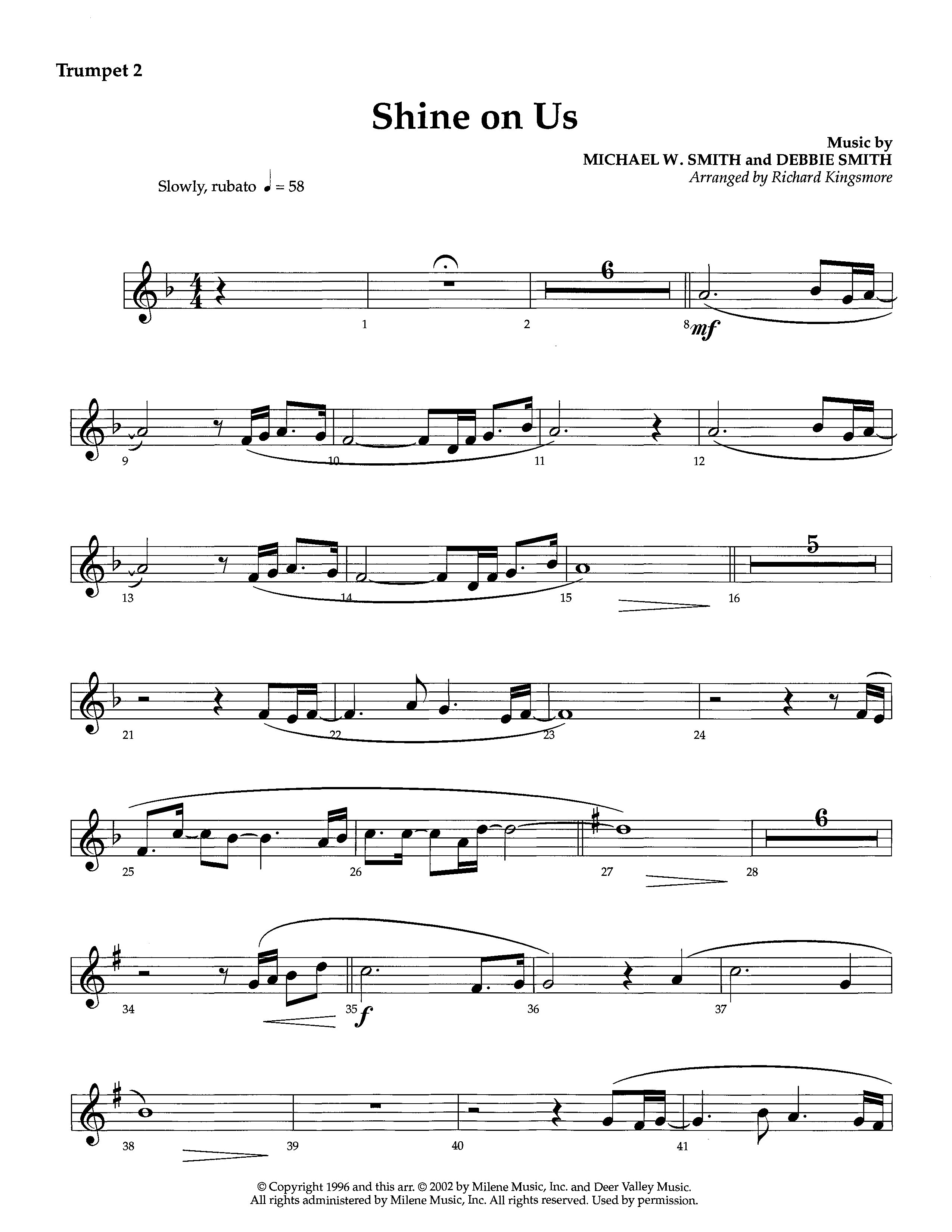 Shine On Us (Instrumental) Trumpet 2 (Lifeway Worship / Arr. Richard Kingsmore)