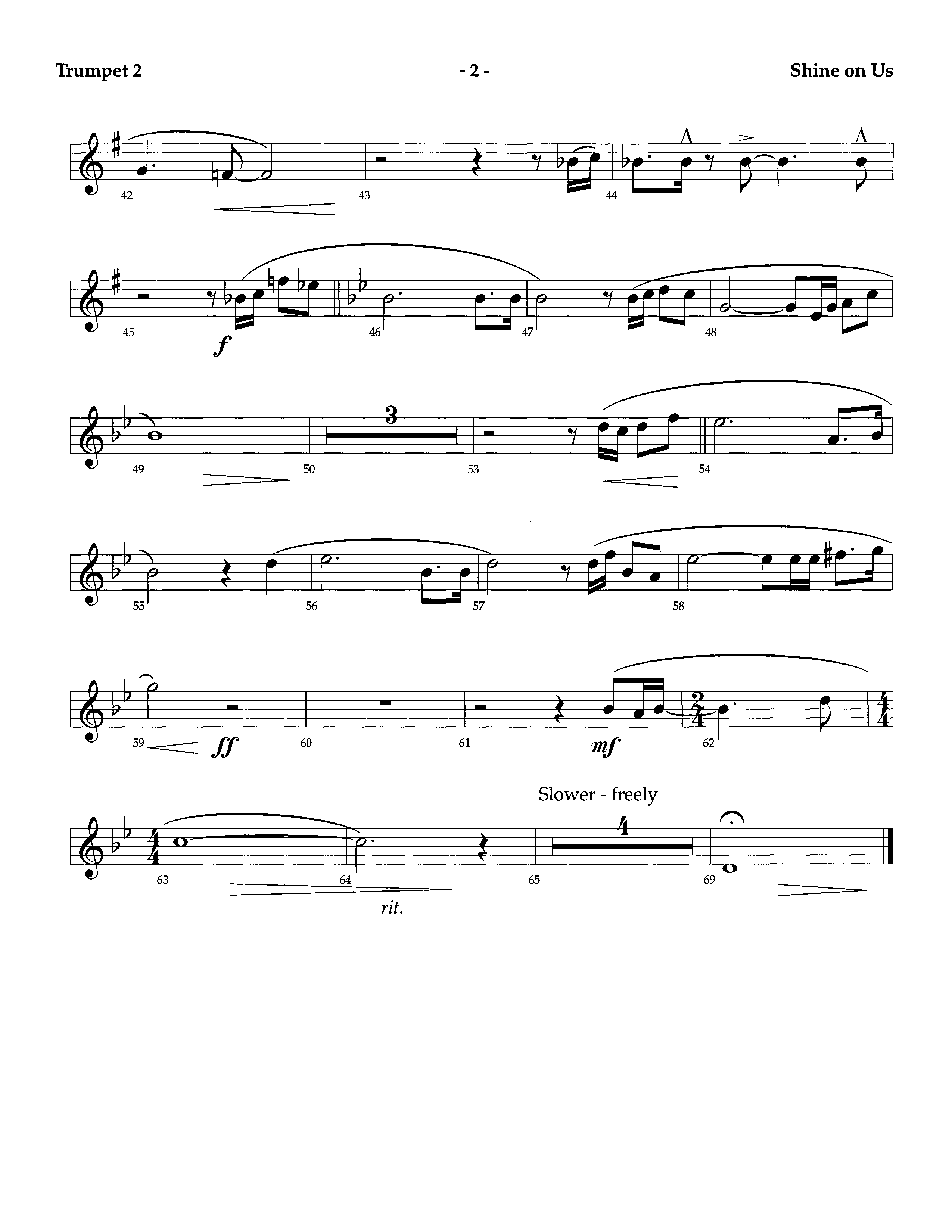 Shine On Us (Instrumental) Trumpet 2 (Lifeway Worship / Arr. Richard Kingsmore)