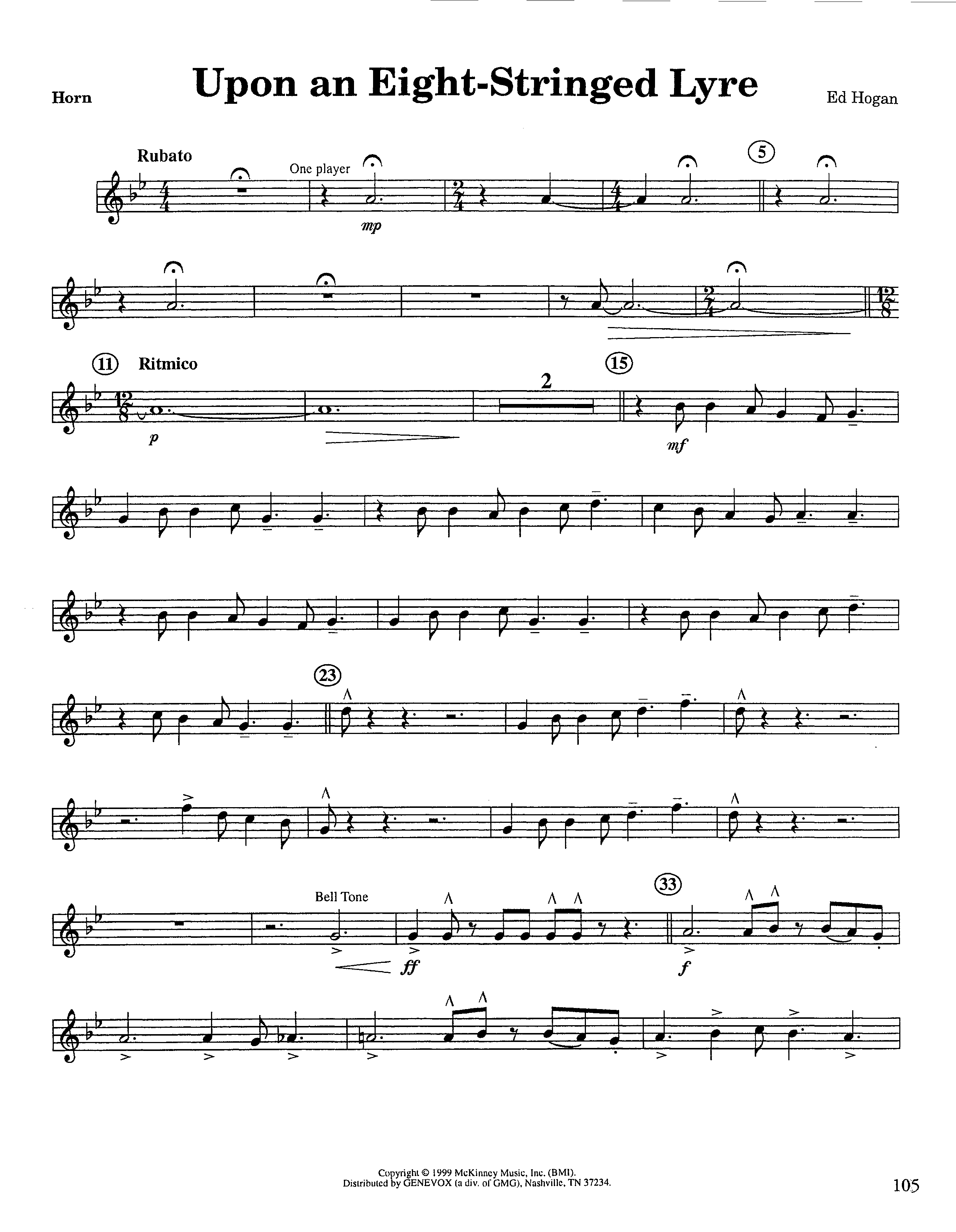 Upon An Eight-Stringed Lyre (Instrumental) French Horn (Lifeway Worship / Arr. Ed Hogan)