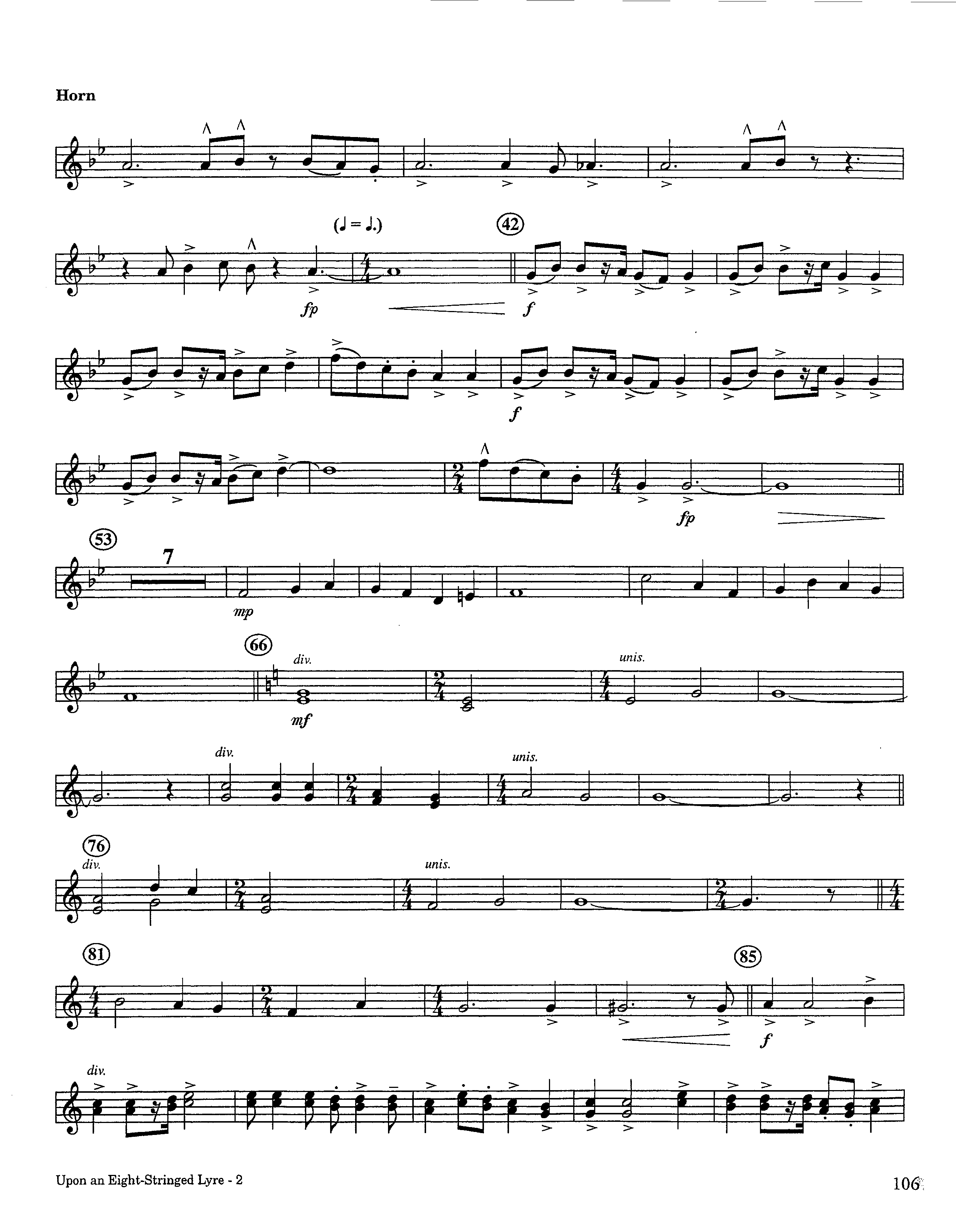 Upon An Eight-Stringed Lyre (Instrumental) French Horn (Lifeway Worship / Arr. Ed Hogan)