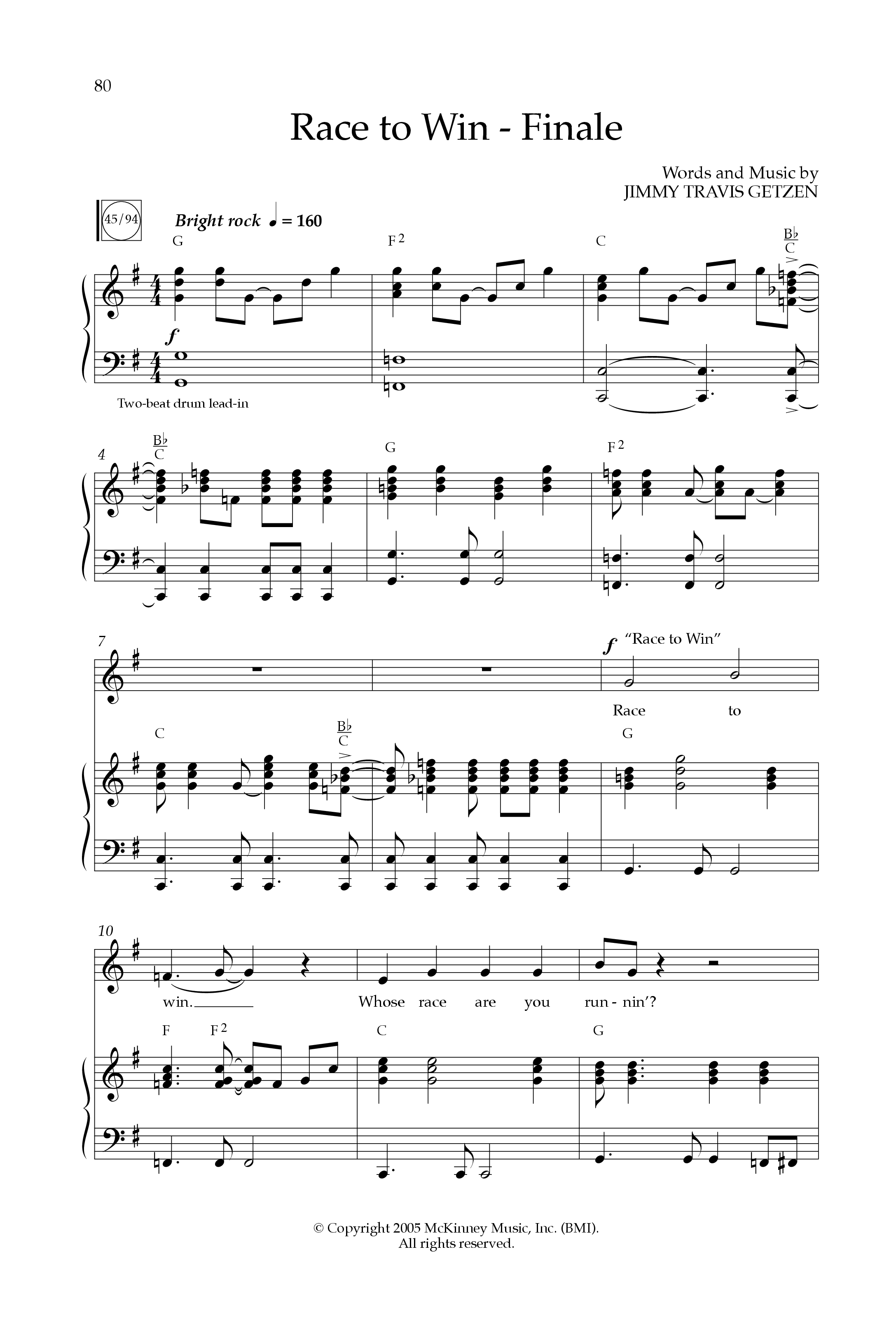 Race To Win (10 Song Choral Collection) Song 10 (Piano SATB) (Lifeway Choral)
