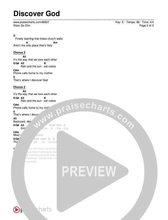 Discover God Chords & Lyrics (Stars Go Dim)