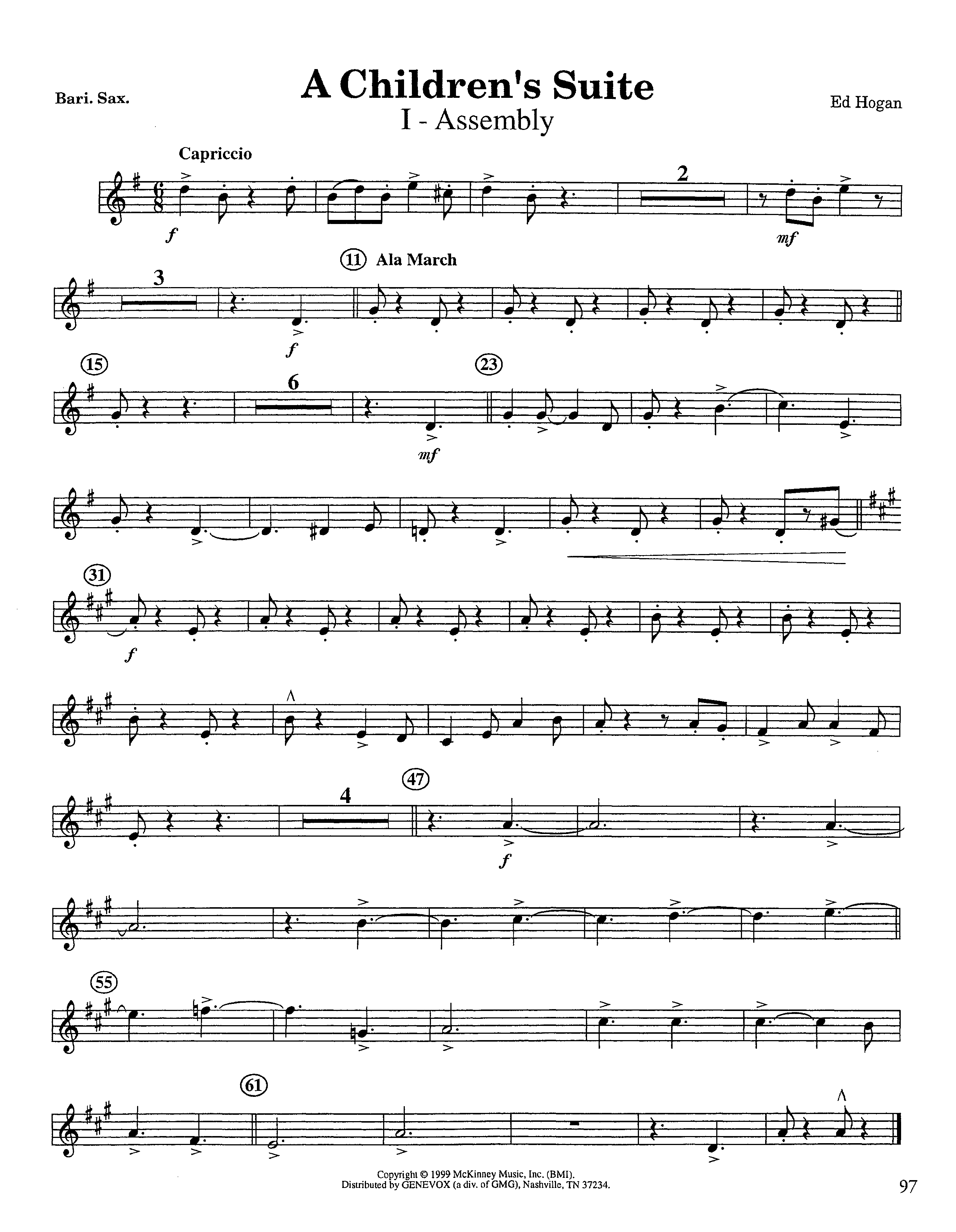 A Children's Suite (Instrumental) Bari Sax (Lifeway Worship / Arr. Ed Hogan)