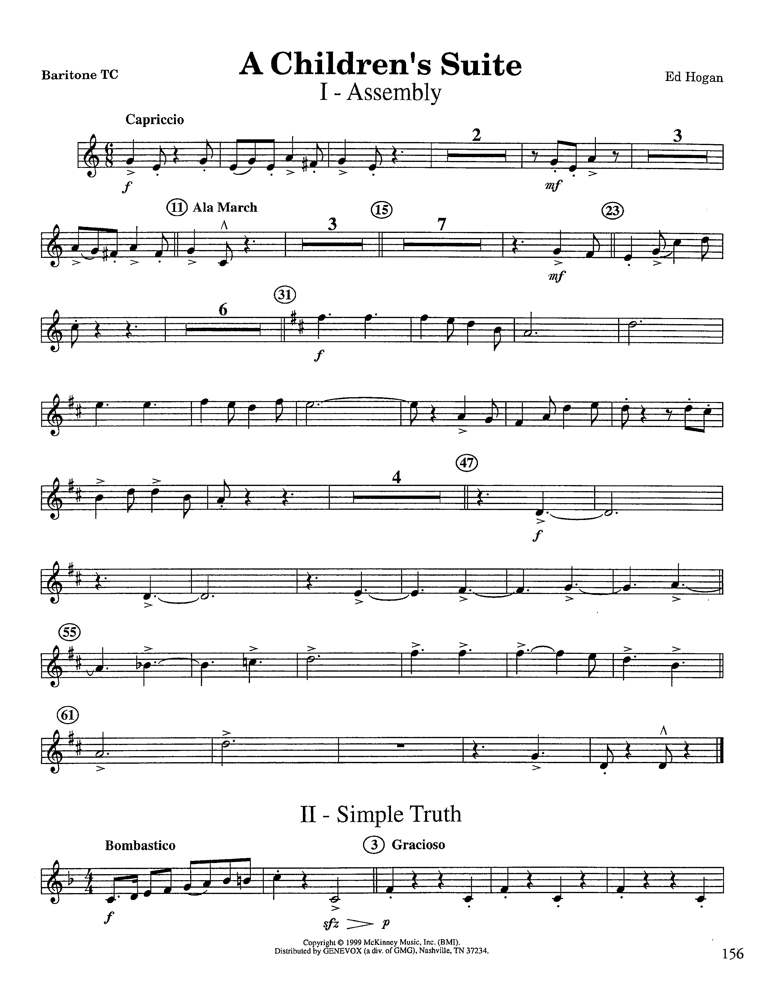A Children's Suite (Instrumental) Baritone TC (Lifeway Worship / Arr. Ed Hogan)