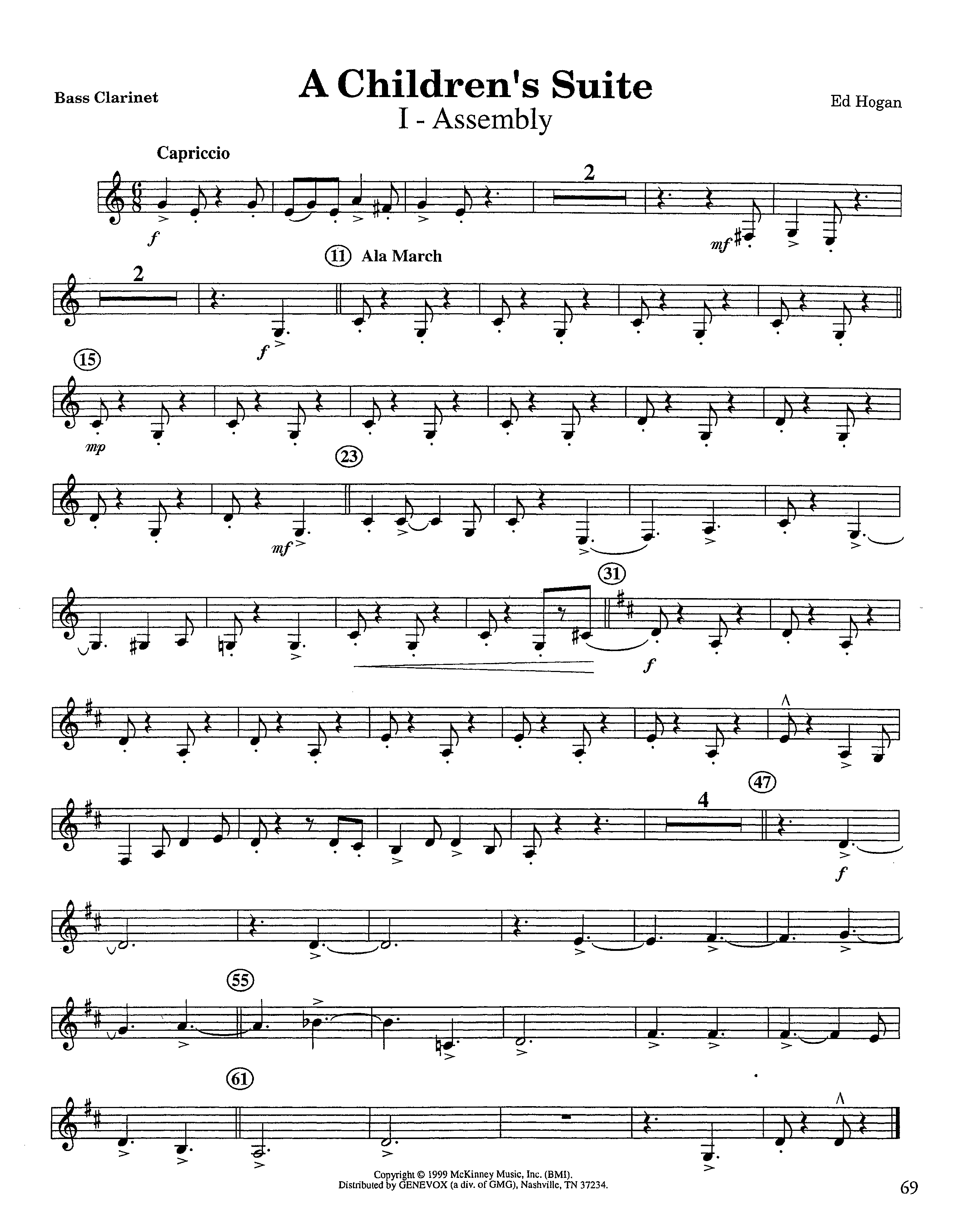 A Children's Suite (Instrumental) Bass Clarinet (Lifeway Worship / Arr. Ed Hogan)